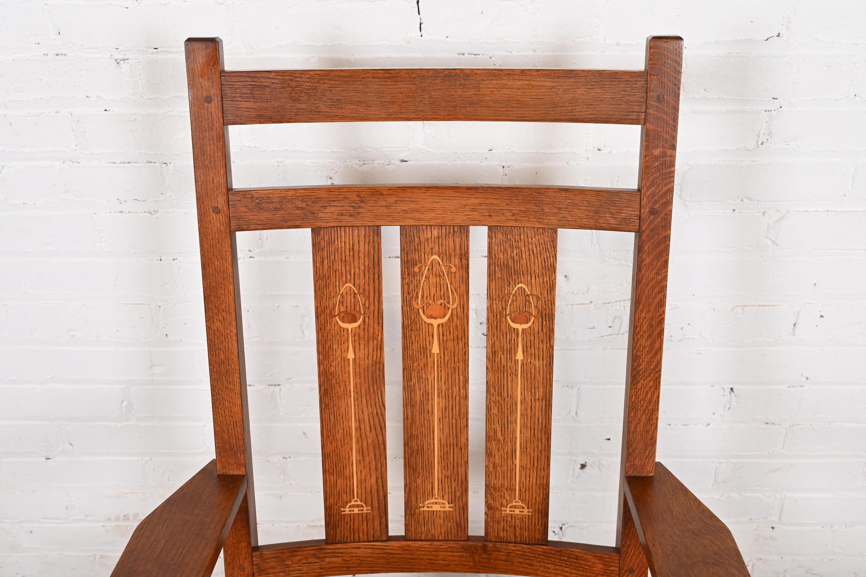 Leather Stickley Harvey Ellis Collection Mission Arts & Crafts Rocking Chair For Sale
