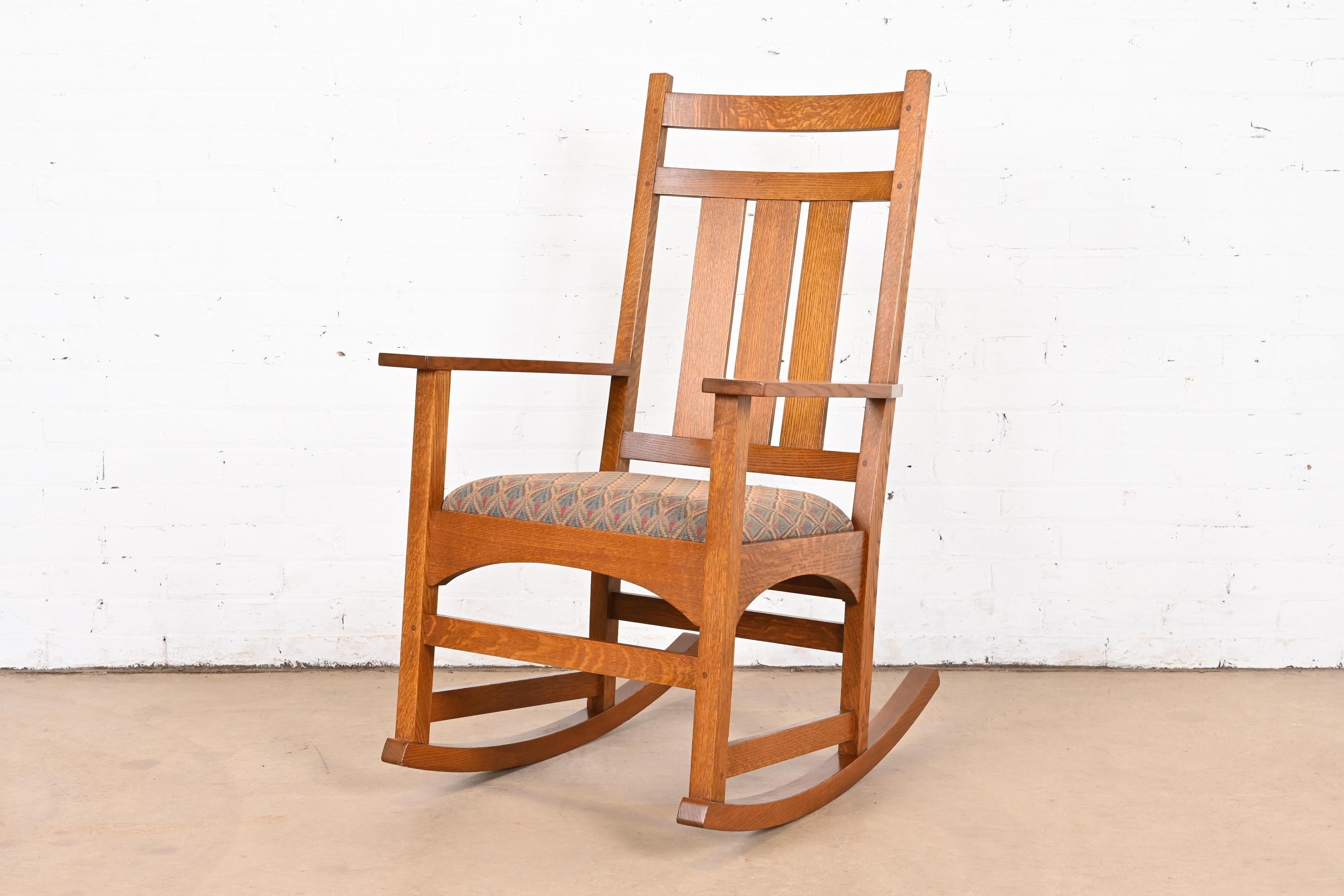 A gorgeous Mission or Arts & Crafts style rocking chair

By L. & J.G. Stickley, 