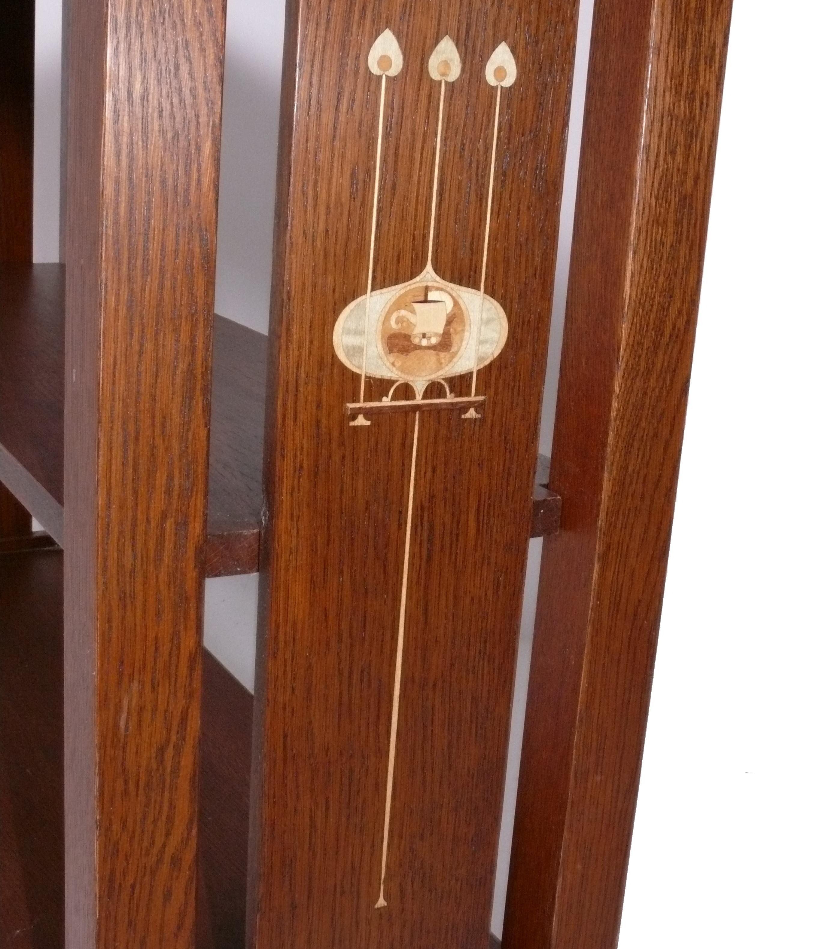 American Stickley Harvey Ellis Inlaid Bookshelf Mission Oak Arts Crafts For Sale