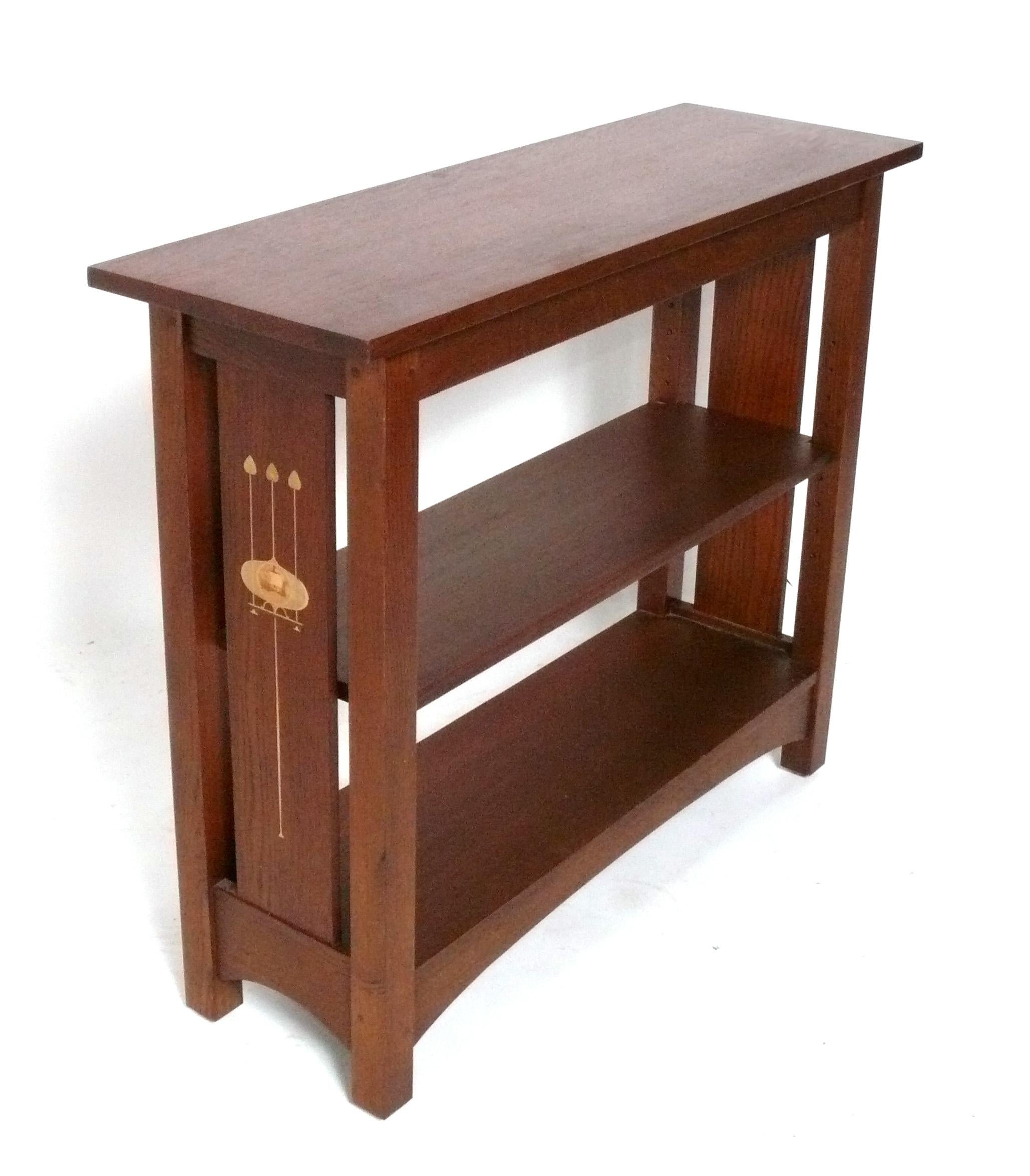Inlay Stickley Harvey Ellis Inlaid Bookshelf Mission Oak Arts Crafts For Sale