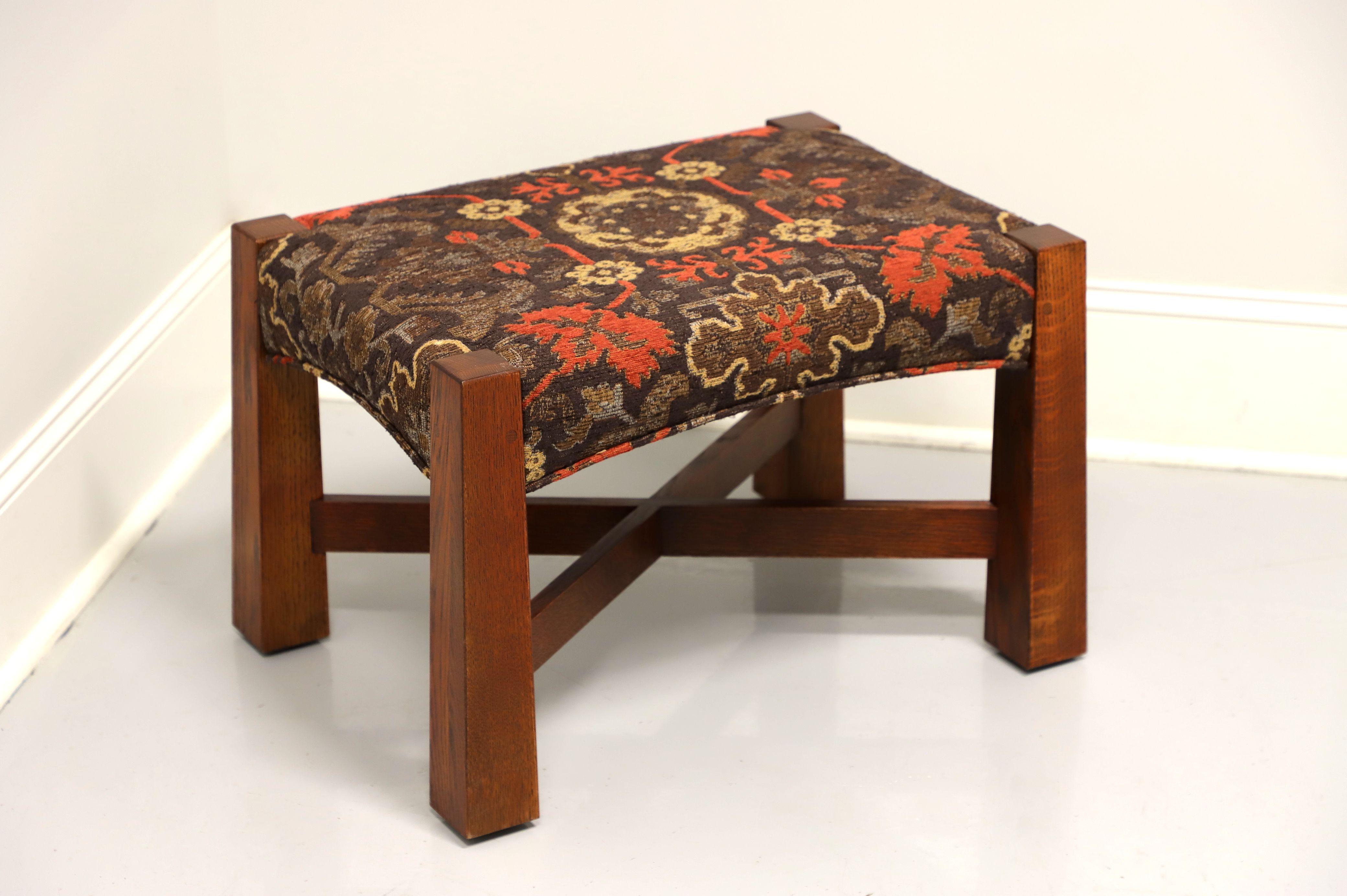 STICKLEY Highlands Oak Mission Arts & Crafts Style High Back Chair + Ottoman 2