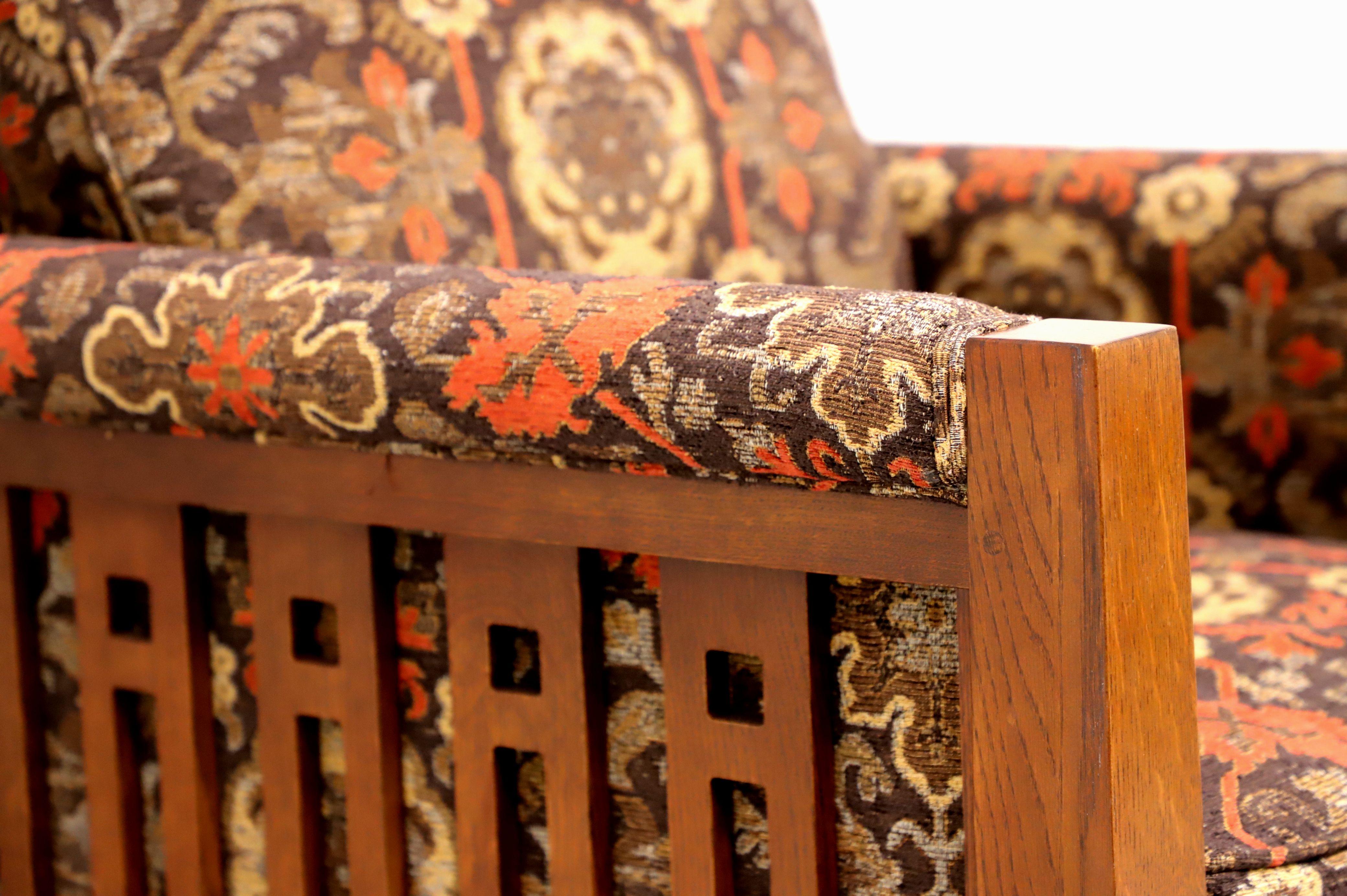 Contemporary STICKLEY Highlands Oak Mission Arts & Crafts Style High Back Chair + Ottoman