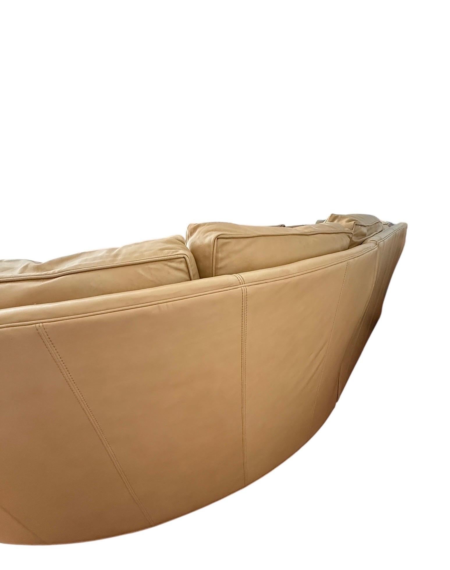 Stickley Large Modular Sectional Sofa Tan Leather Sectional Curved Room Sofa For Sale 7
