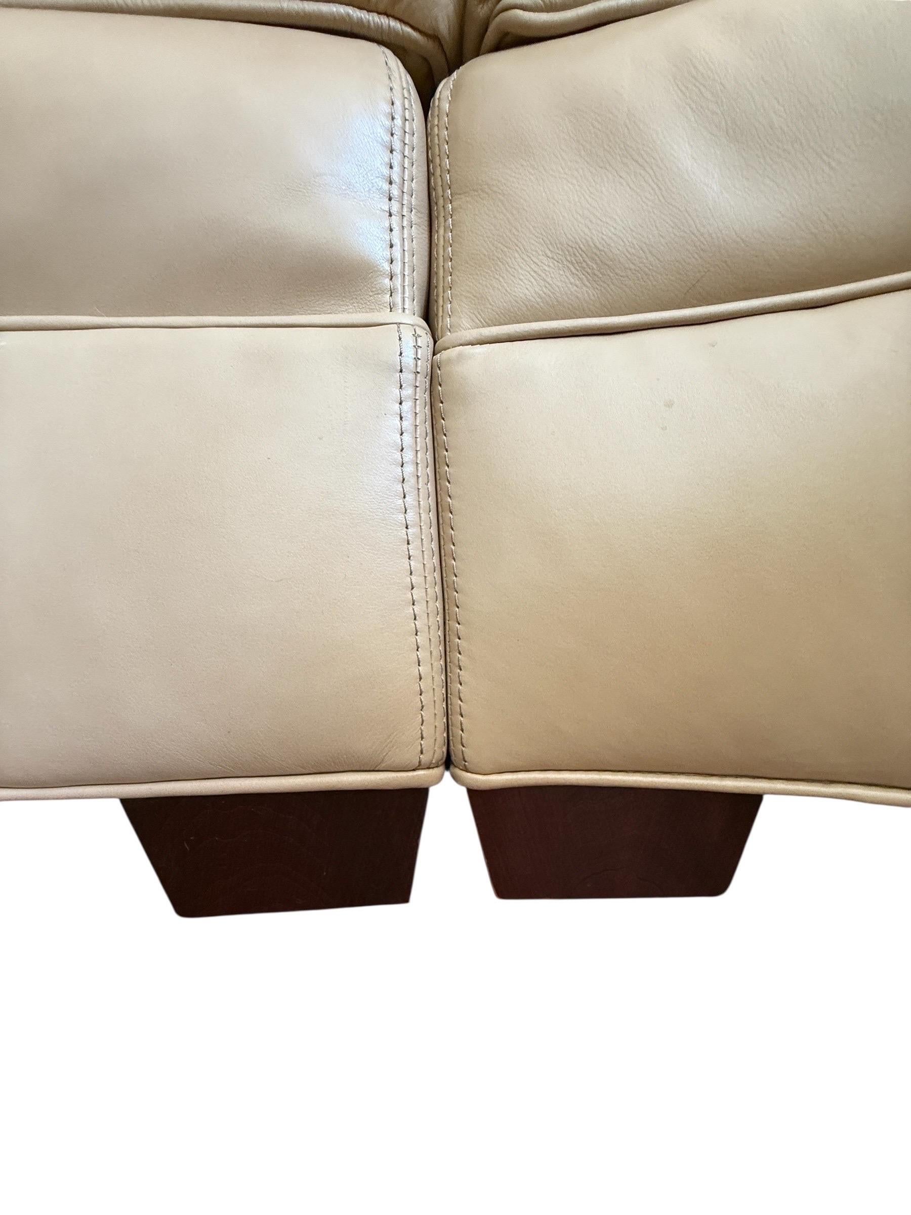 Stickley Large Modular Sectional Sofa Tan Leather Sectional Curved Room Sofa For Sale 8