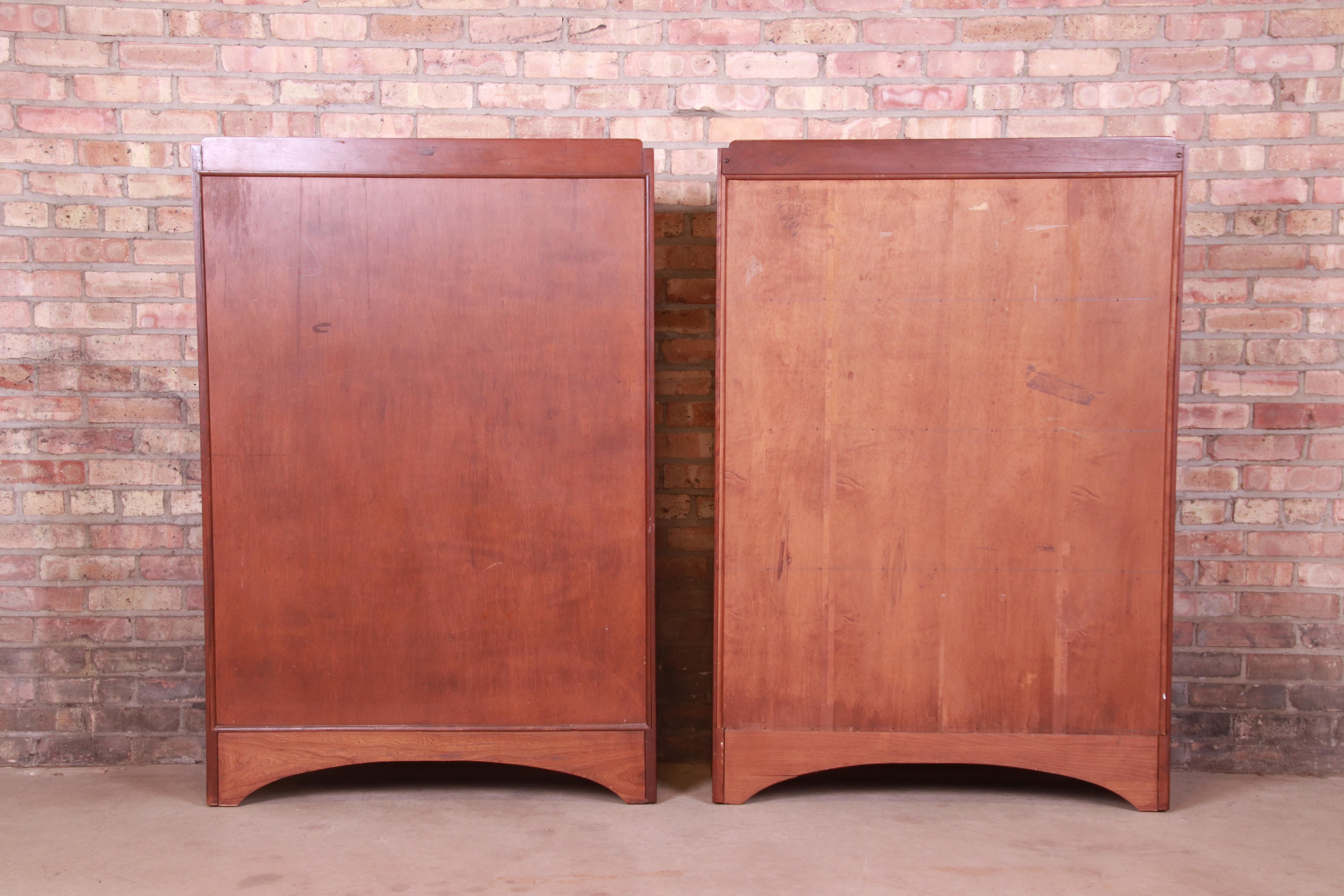 Stickley Mid-Century Solid Cherry Wood Bookcases, Pair 4