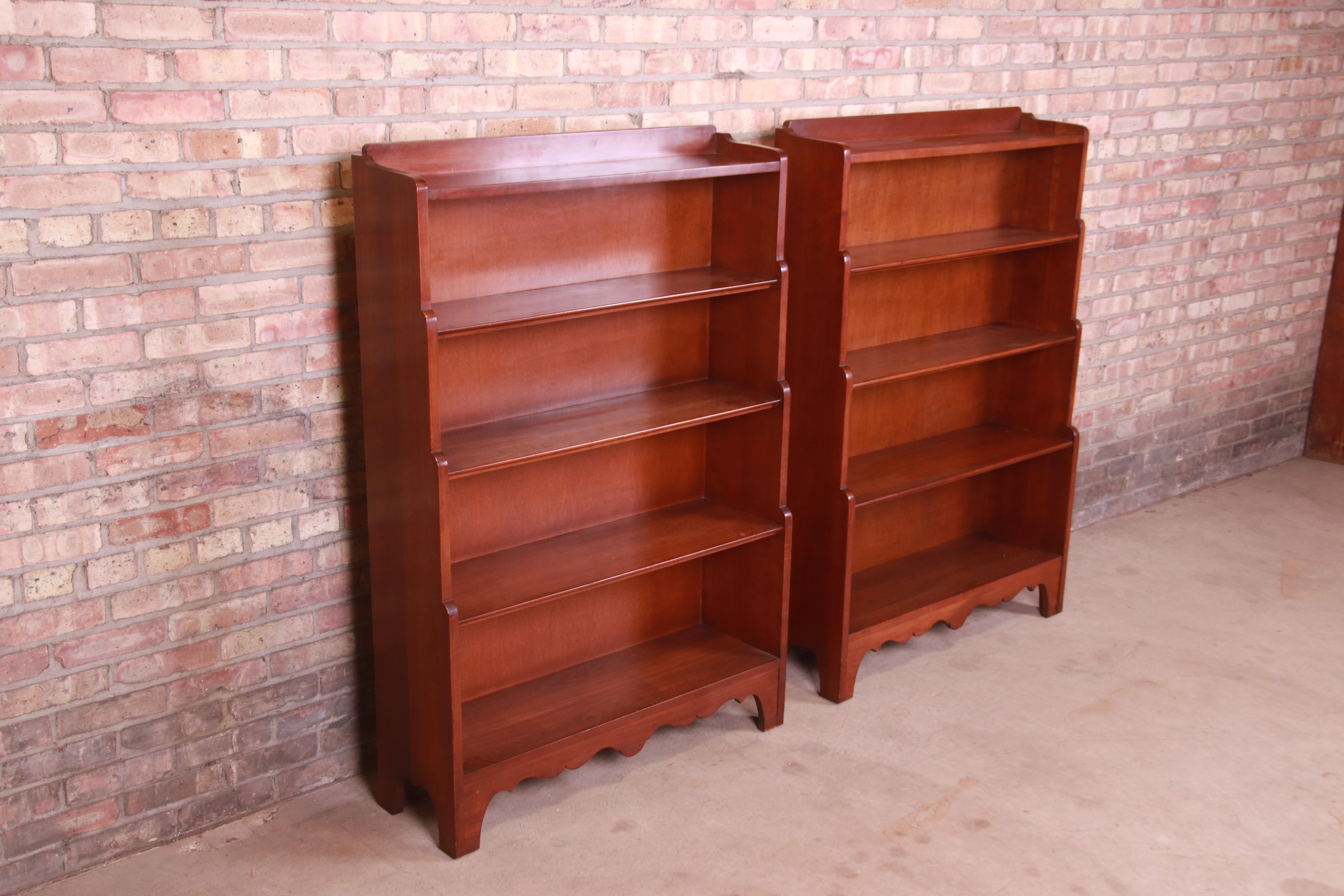 American Stickley Mid-Century Solid Cherry Wood Bookcases, Pair