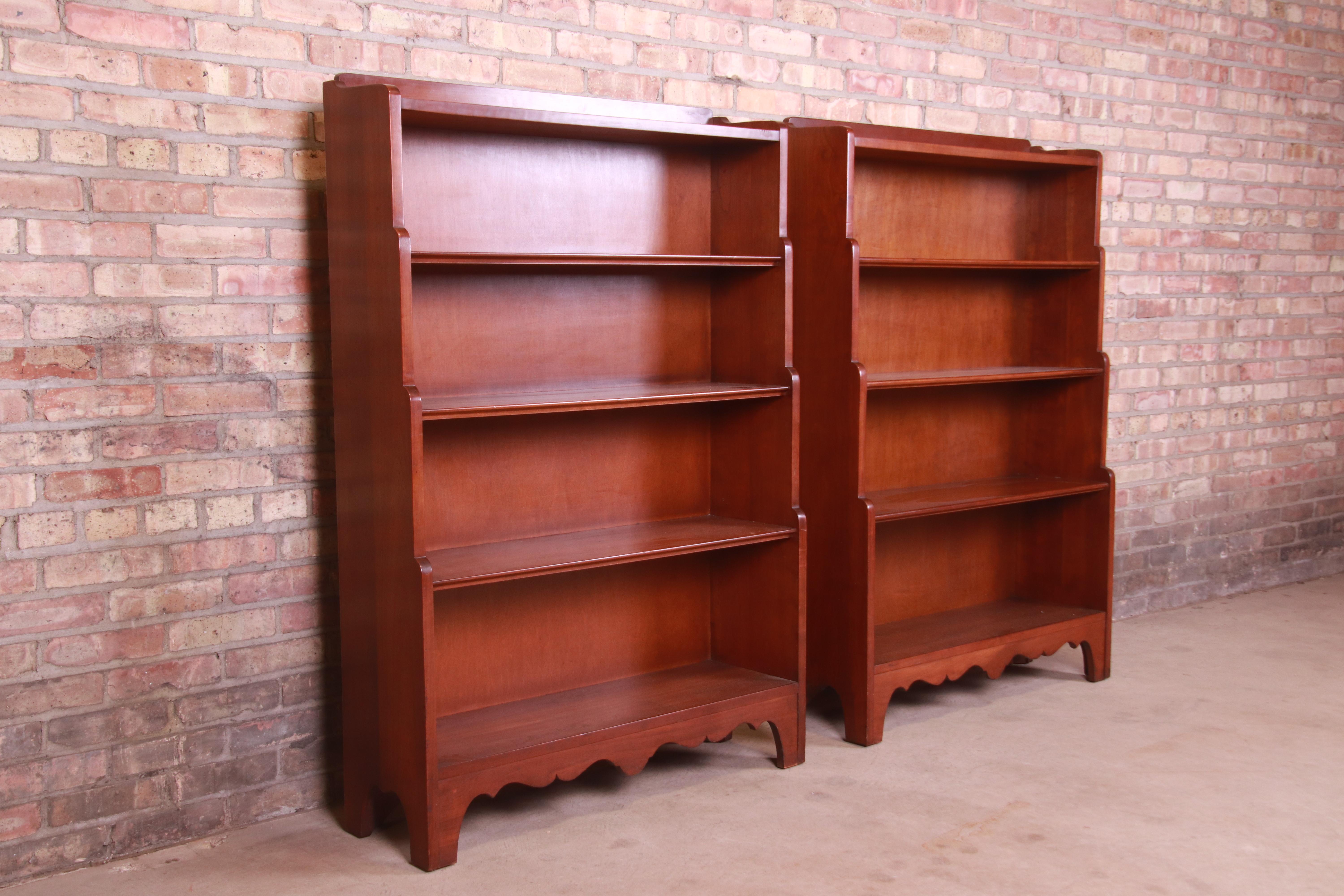 Stickley Mid-Century Solid Cherry Wood Bookcases, Pair In Good Condition In South Bend, IN