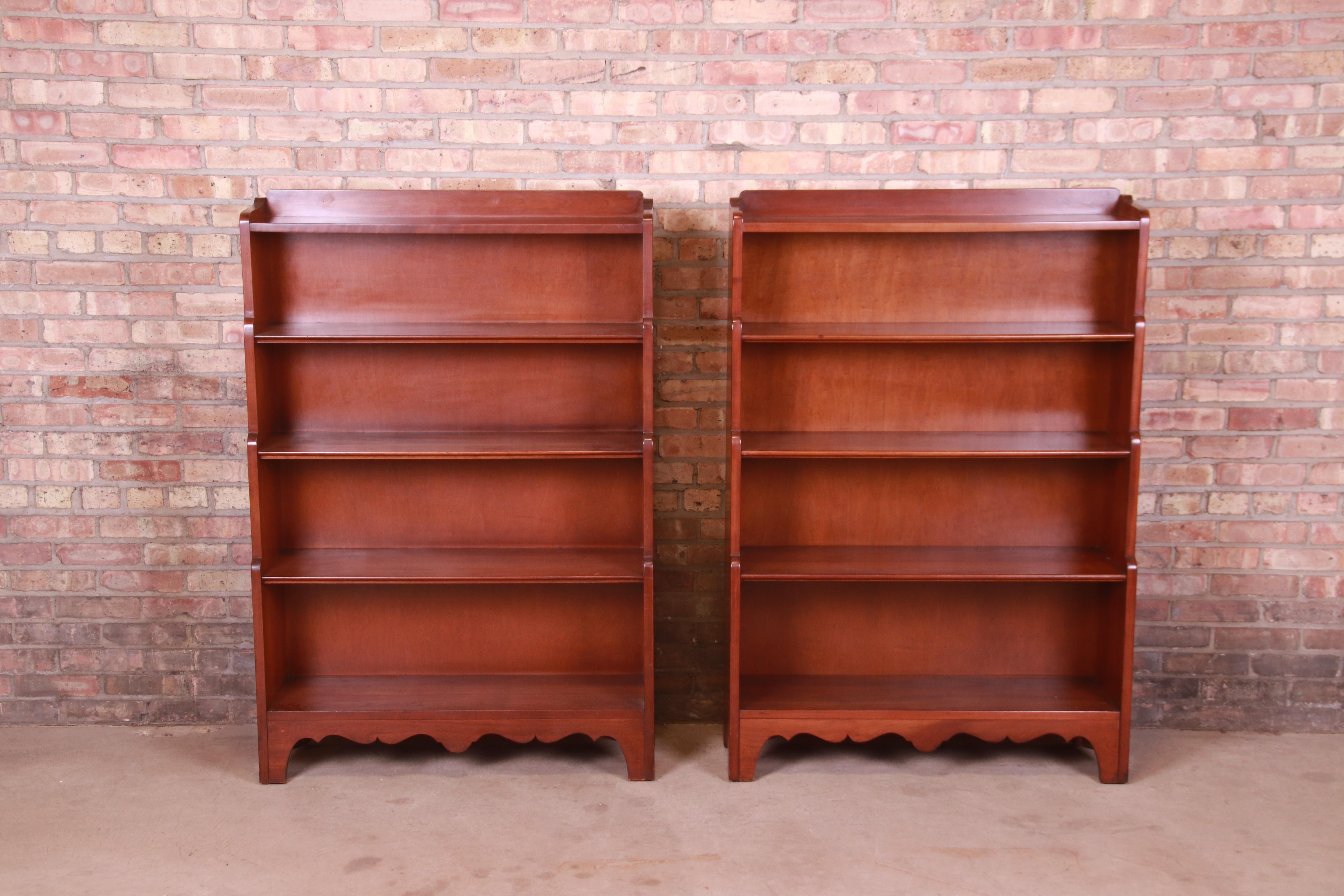 Mid-20th Century Stickley Mid-Century Solid Cherry Wood Bookcases, Pair
