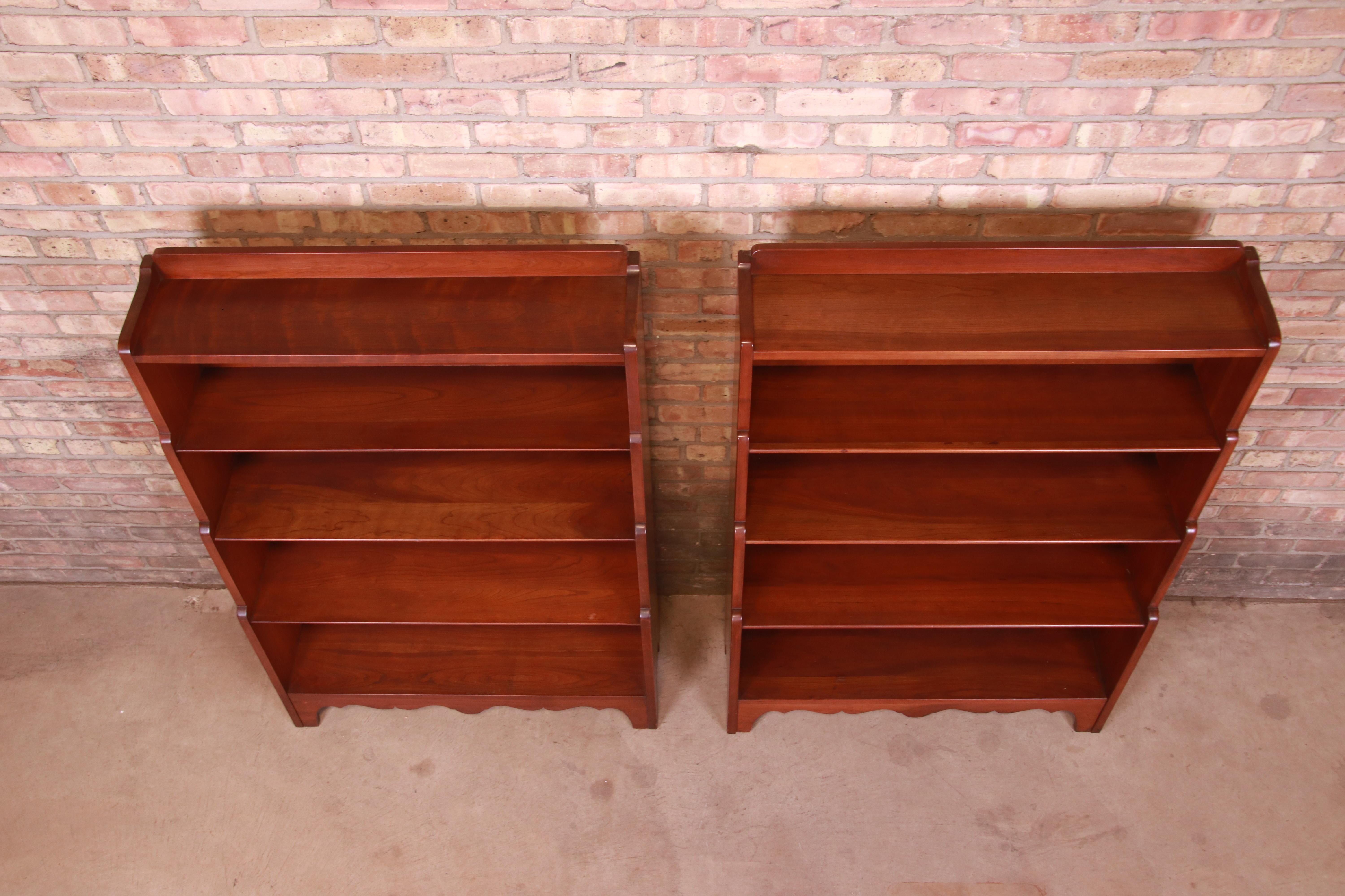 Stickley Mid-Century Solid Cherry Wood Bookcases, Pair 1