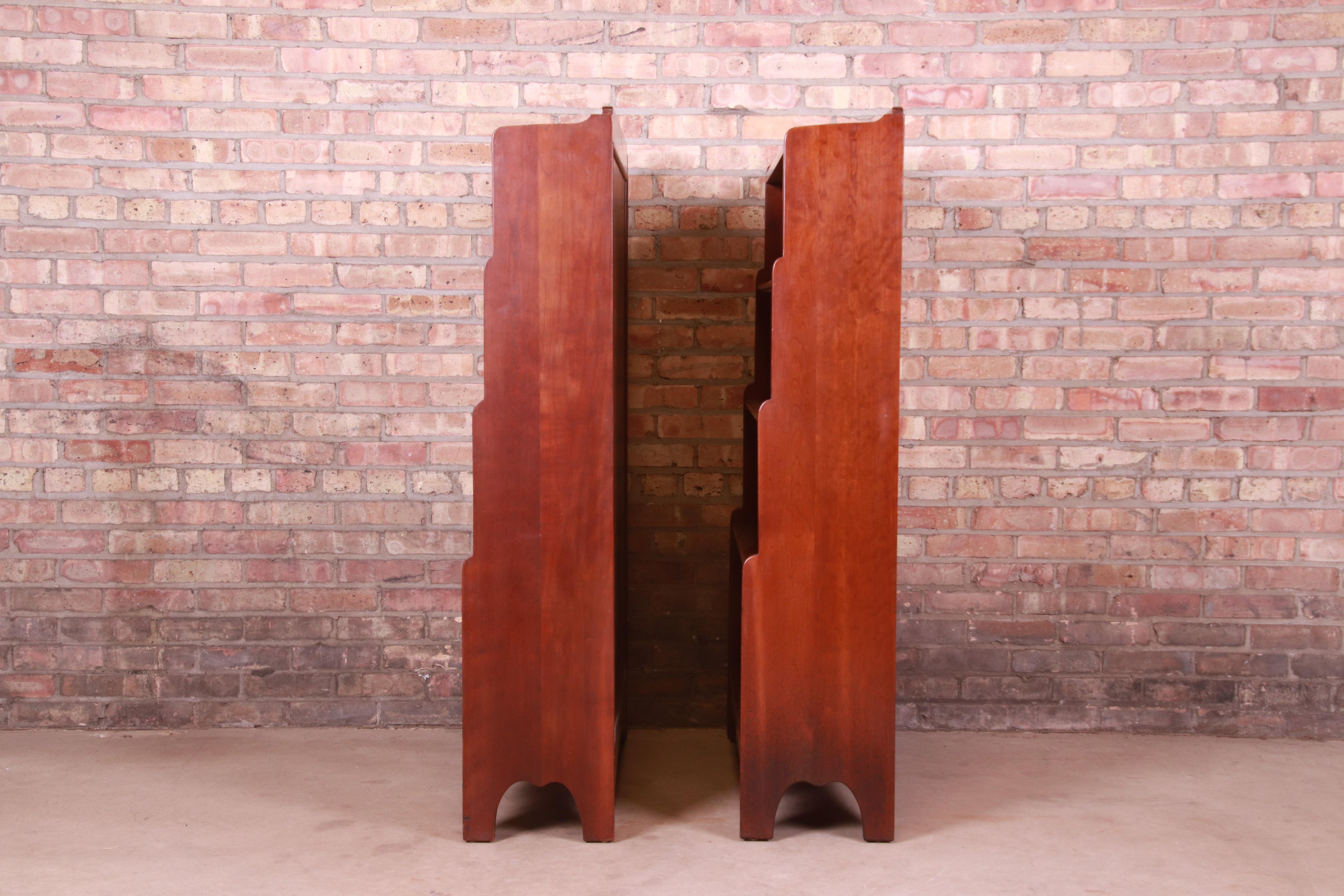 Stickley Mid-Century Solid Cherry Wood Bookcases, Pair 2