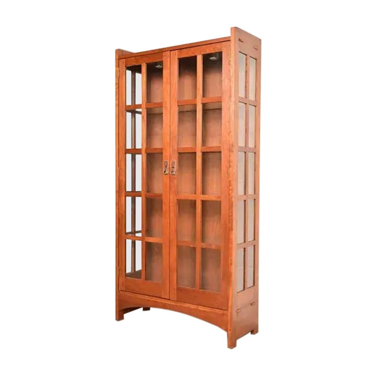 Stickley Mission Arts and Crafts Cherry Wood Bookcase Cabinet or Display Cabinet