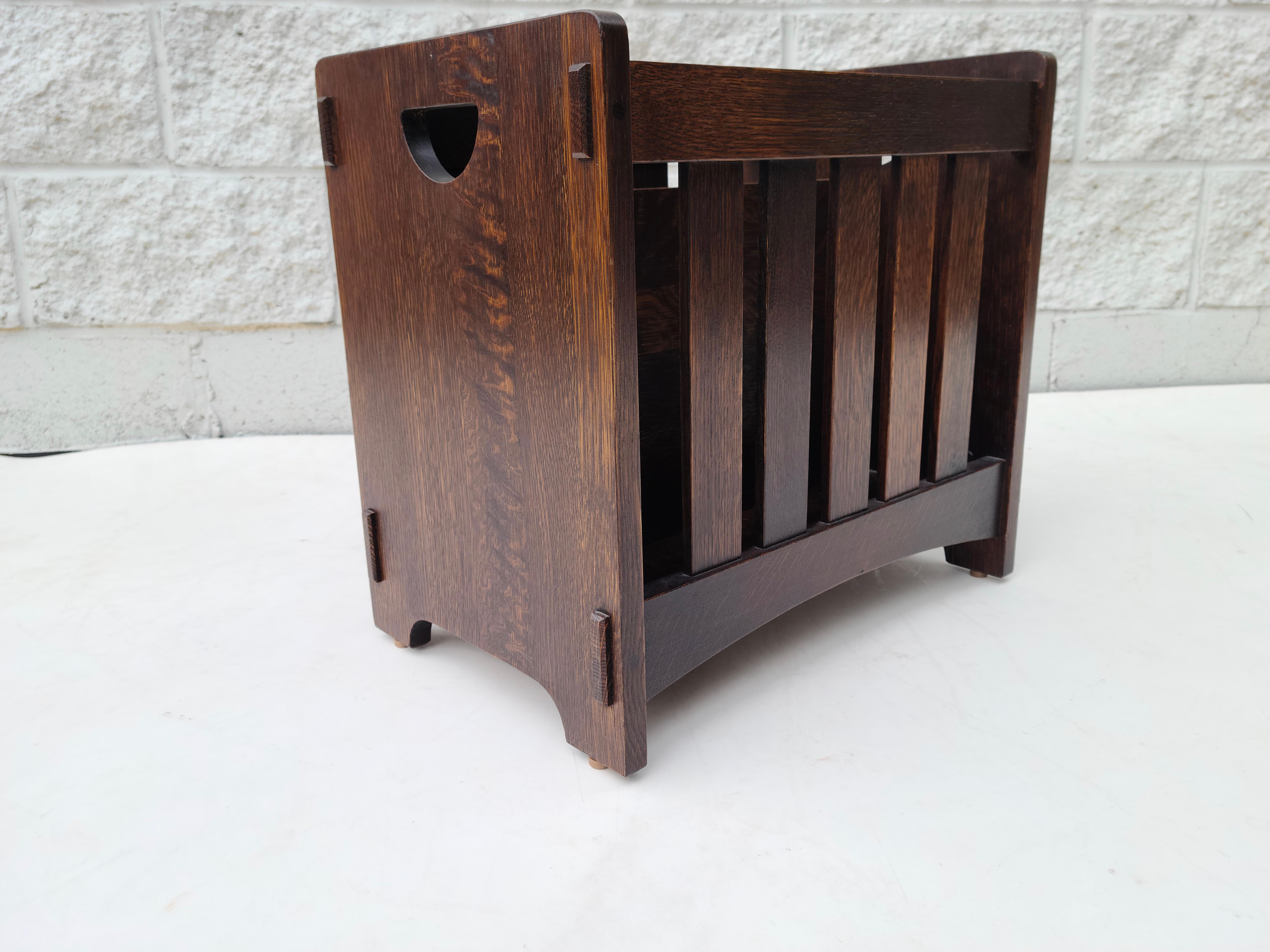 Stickley Mission Arts and Crafts Magazine Rack in the style of Gustav 5