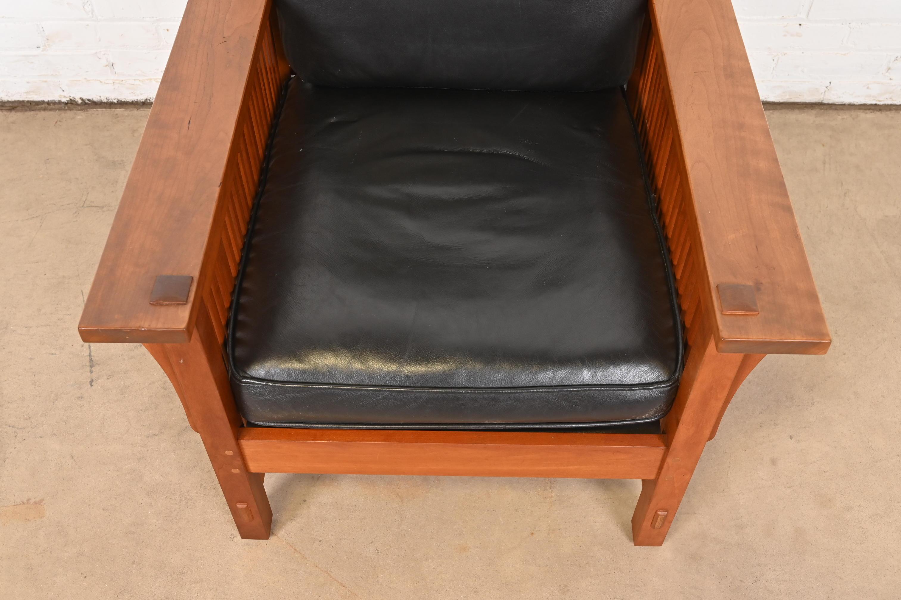 Stickley Mission Arts & Crafts Cherry Reclining Morris Lounge Chair With Ottoman 4