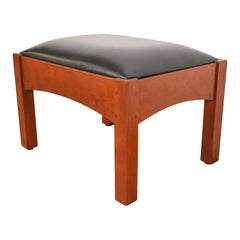 Stickley Mission Arts & Crafts Cherry Wood and Leather Footstool or Ottoman