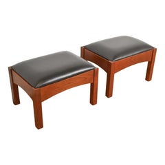 Pouf o pouf in pelle e legno di Stickley Mission Arts & Crafts