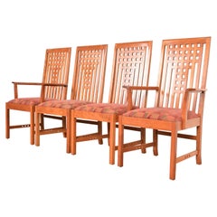 Stickley Mission Arts & Crafts Esszimmerstühle aus Kirschholz, Vierer-Set