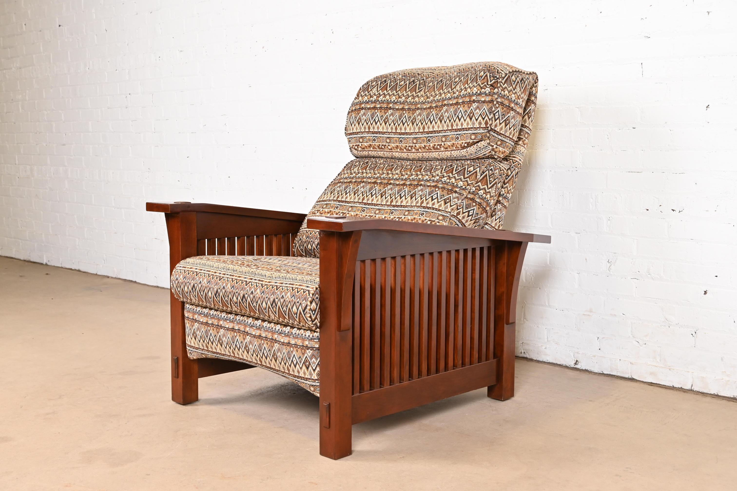 American Stickley Mission Arts & Crafts Cherry Wood Spindle Reclining Morris Lounge Chair