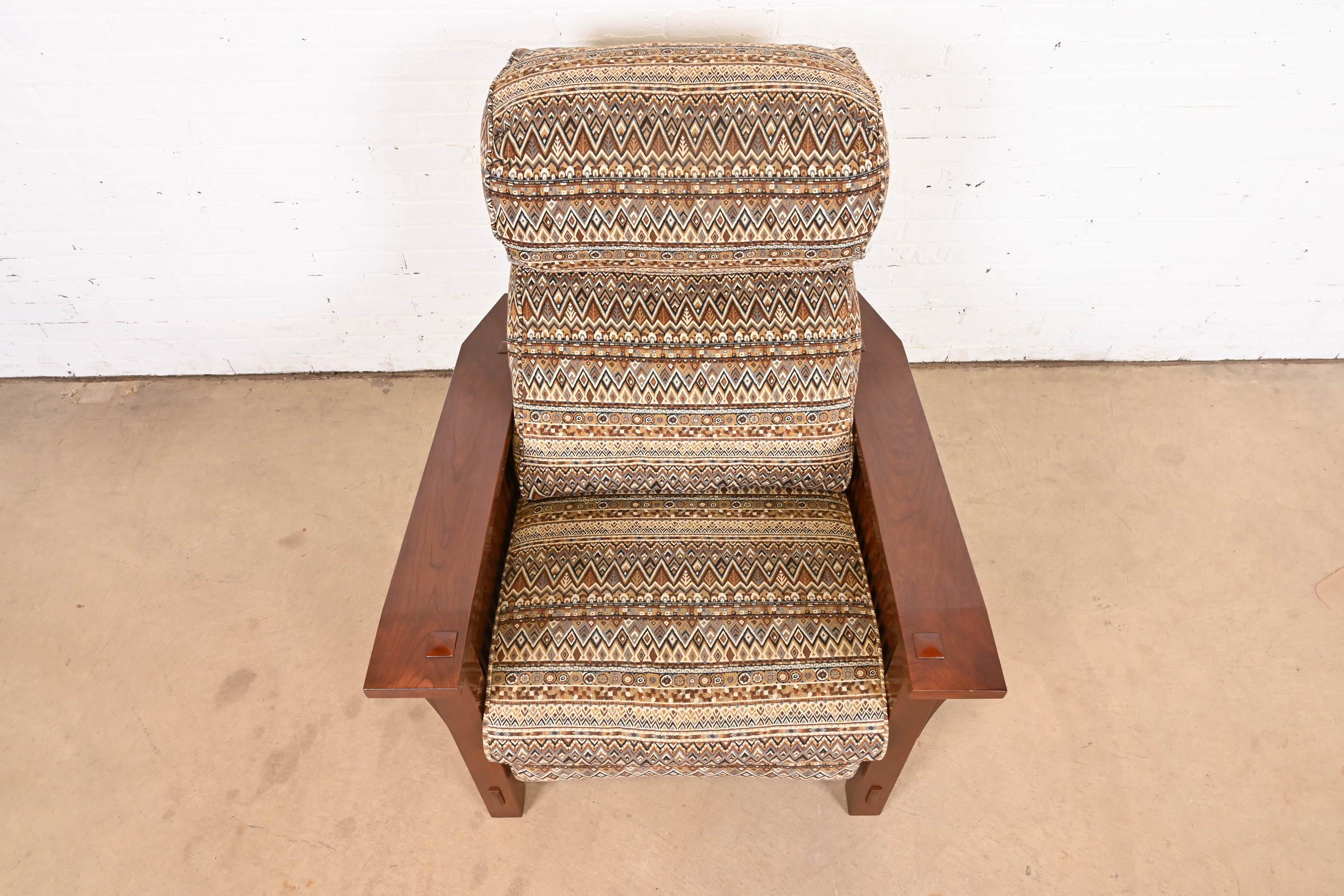 Upholstery Stickley Mission Arts & Crafts Cherry Wood Spindle Reclining Morris Lounge Chair