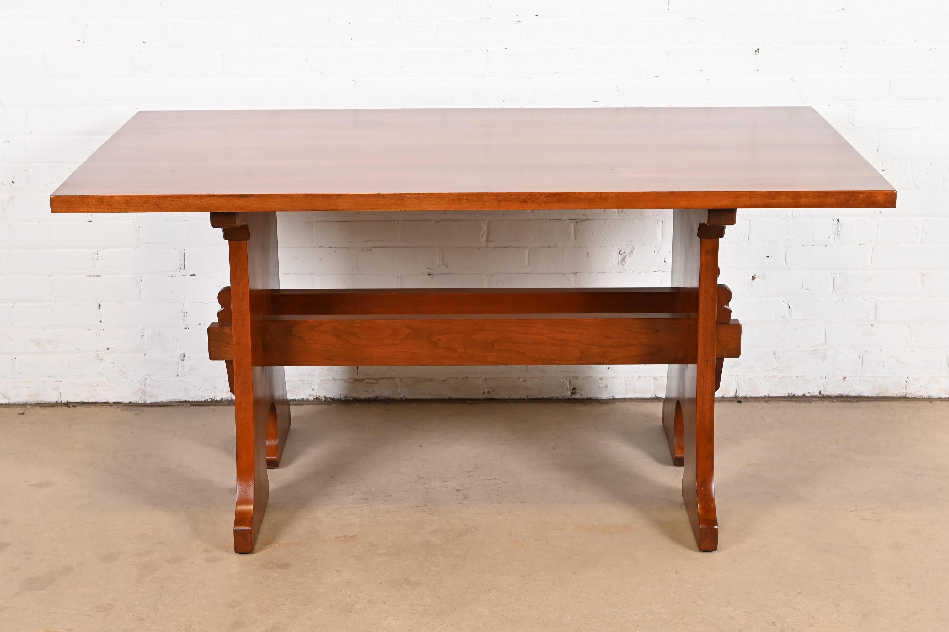 American Stickley Mission Arts & Crafts Cherry Wood Trestle Dining Table or Library Table