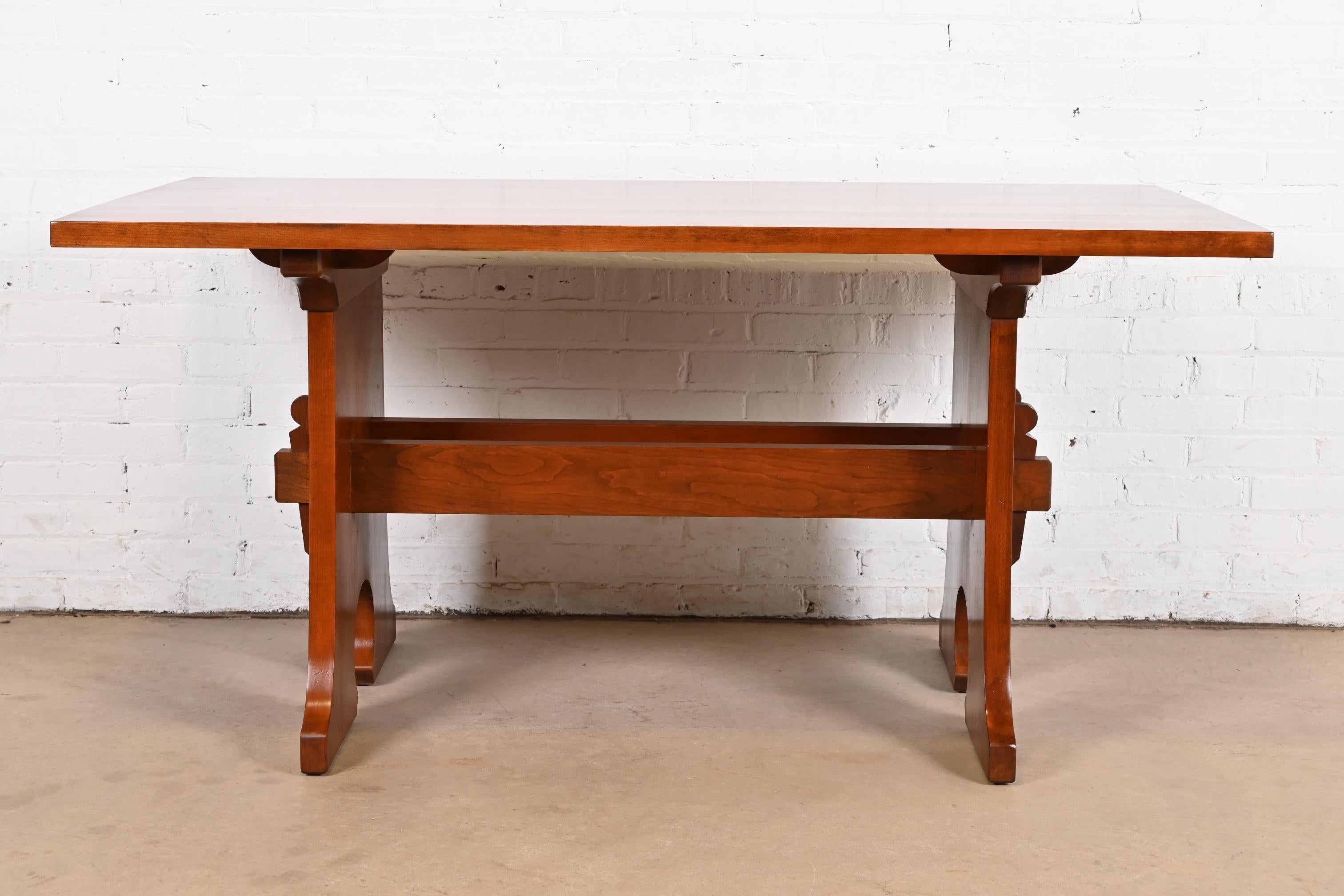 Stickley Mission Arts & Crafts Cherry Wood Trestle Dining Table or Library Table In Good Condition In South Bend, IN