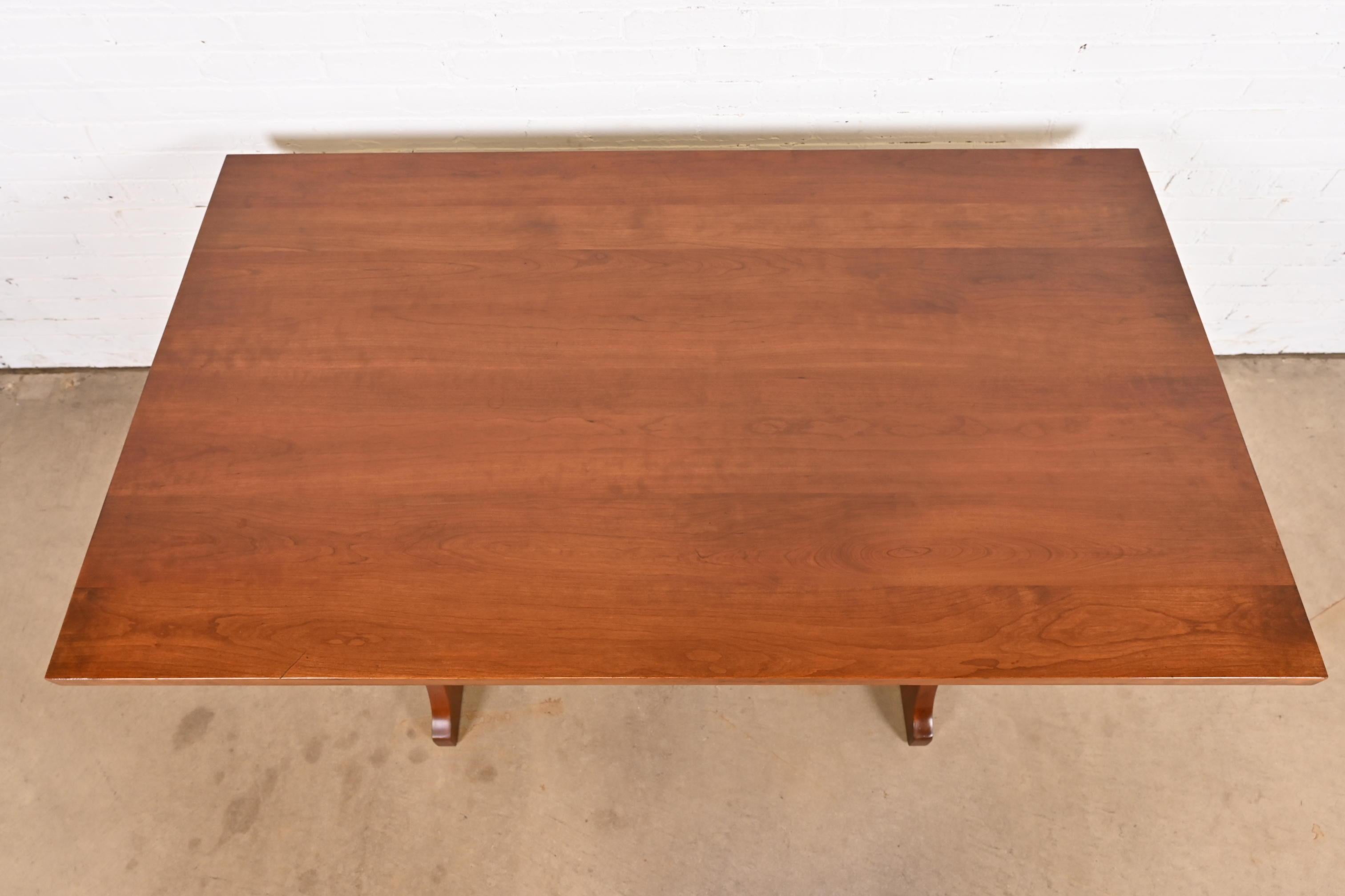 Contemporary Stickley Mission Arts & Crafts Cherry Wood Trestle Dining Table or Library Table