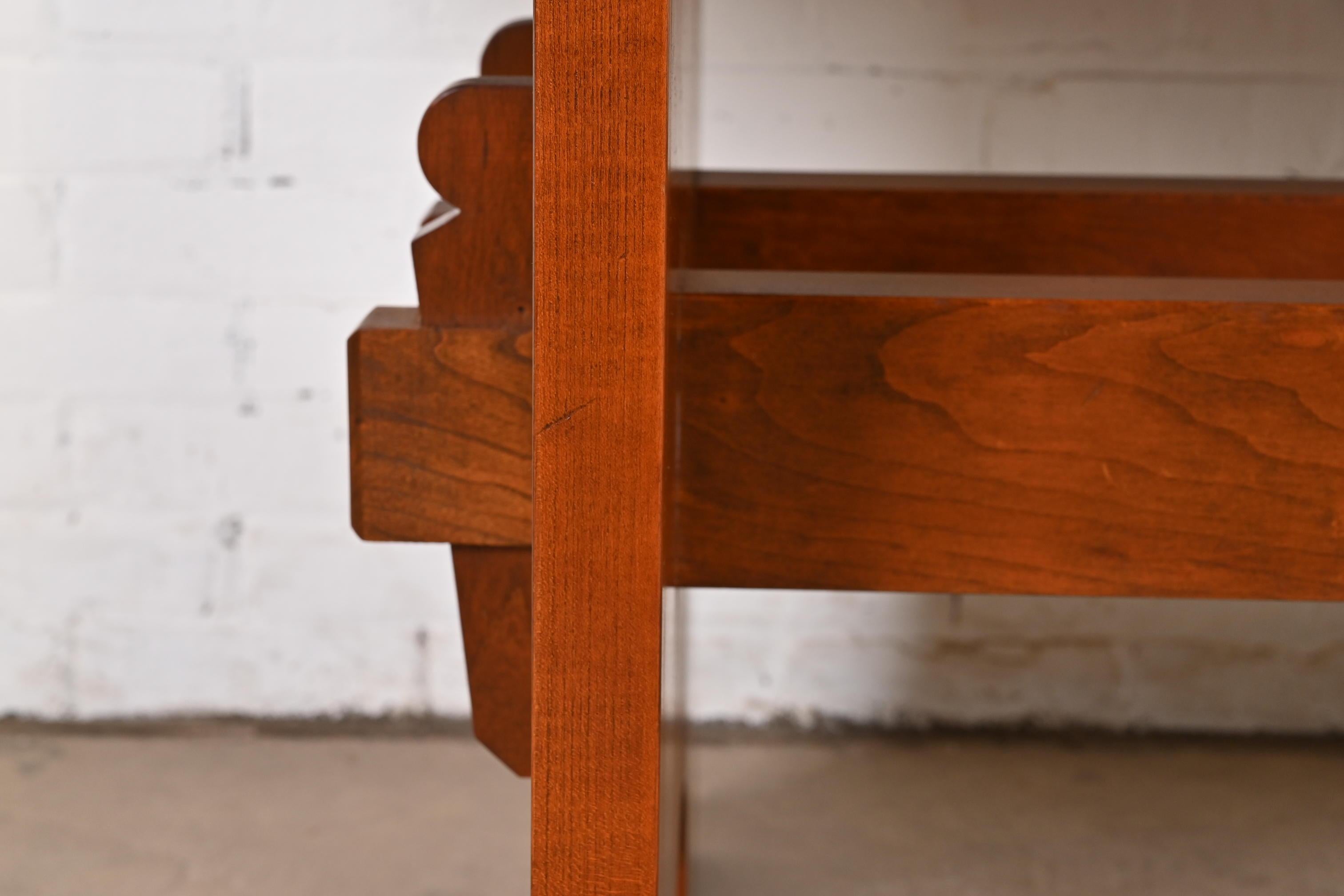 Stickley Mission Arts & Crafts Cherry Wood Trestle Dining Table or Library Table 1