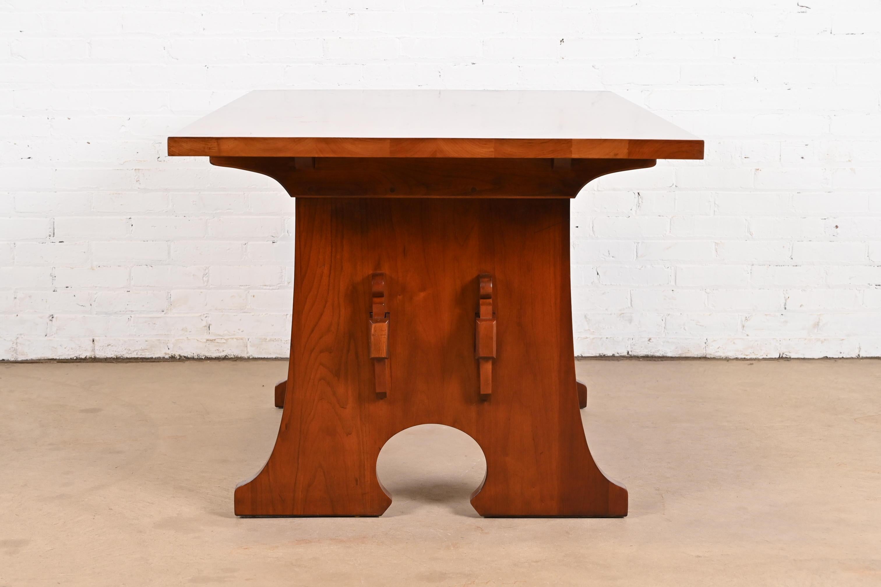 Stickley Mission Arts & Crafts Cherry Wood Trestle Dining Table or Library Table 3