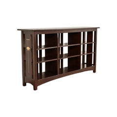 Stickley Mission Arts & Crafts Inlaid Cherry Wood Slatted Triple Bookcase