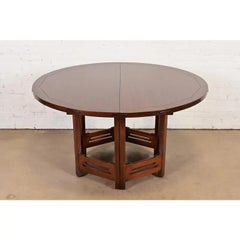 Stickley Mission Arts & Crafts Round Extension Dining Table, Newly Refinished