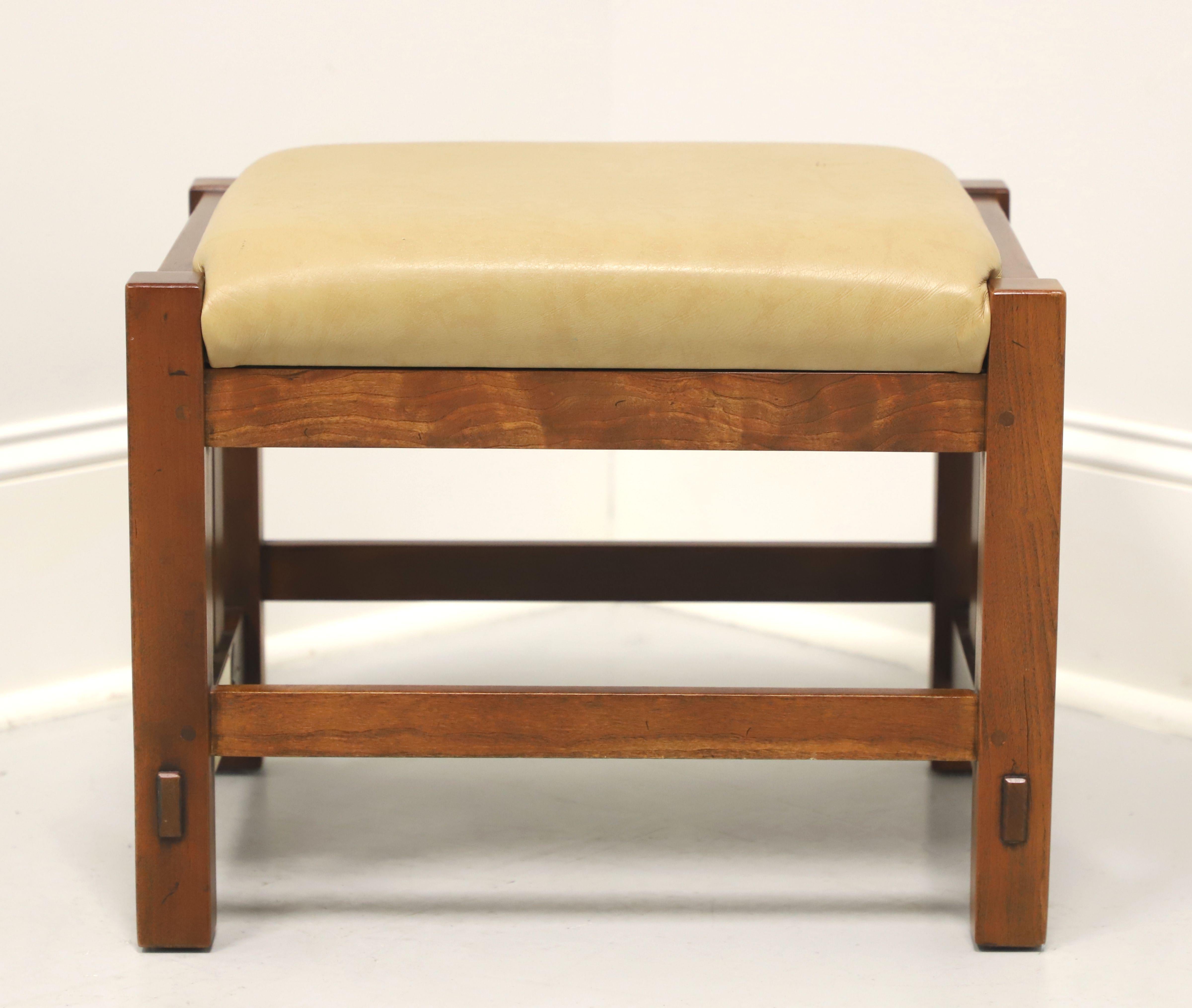 American STICKLEY Mission Cherry & Leather Footstool 91-495 - A