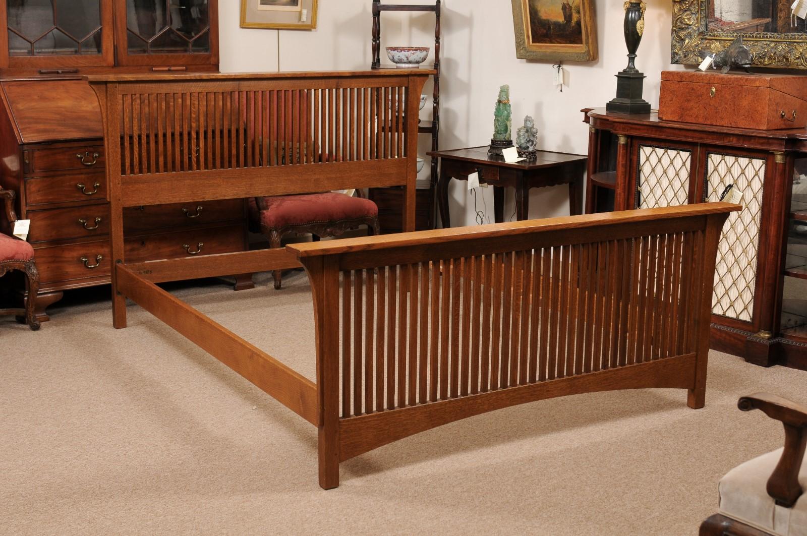 Stickley Mission Collection Arts and Crafts Bed Frame in Oak 5