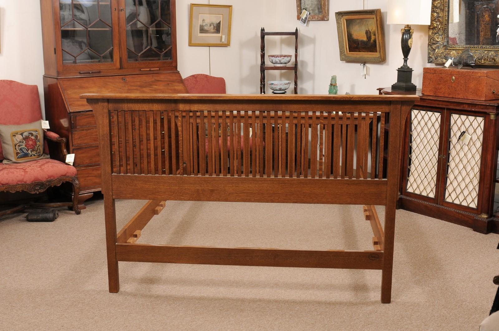 North American Stickley Mission Collection Arts and Crafts Bed Frame in Oak