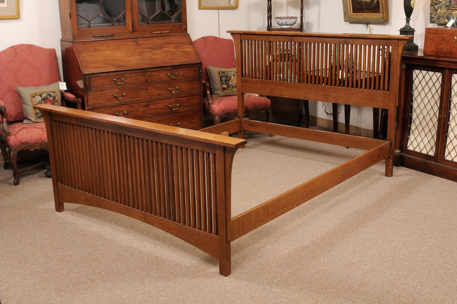 Stickley Mission Collection Arts and Crafts Bed Frame in Oak 1