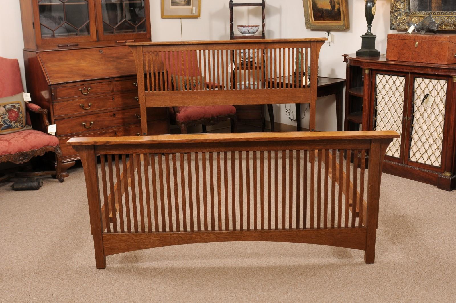 Stickley Mission Collection Arts and Crafts Bed Frame in Oak 2