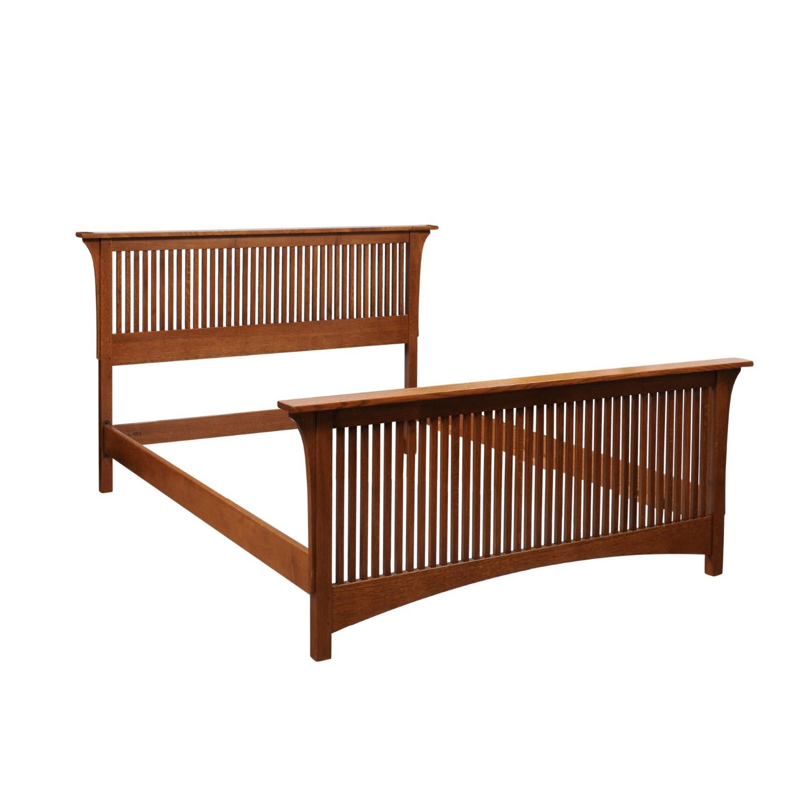 Stickley Mission Collection Arts and Crafts Bed Frame in Oak 4