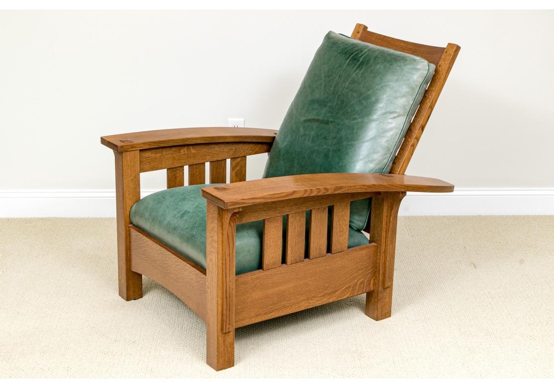 Stickley Mission Collection Oak Bow Arm Reclining Chair For Sale 10