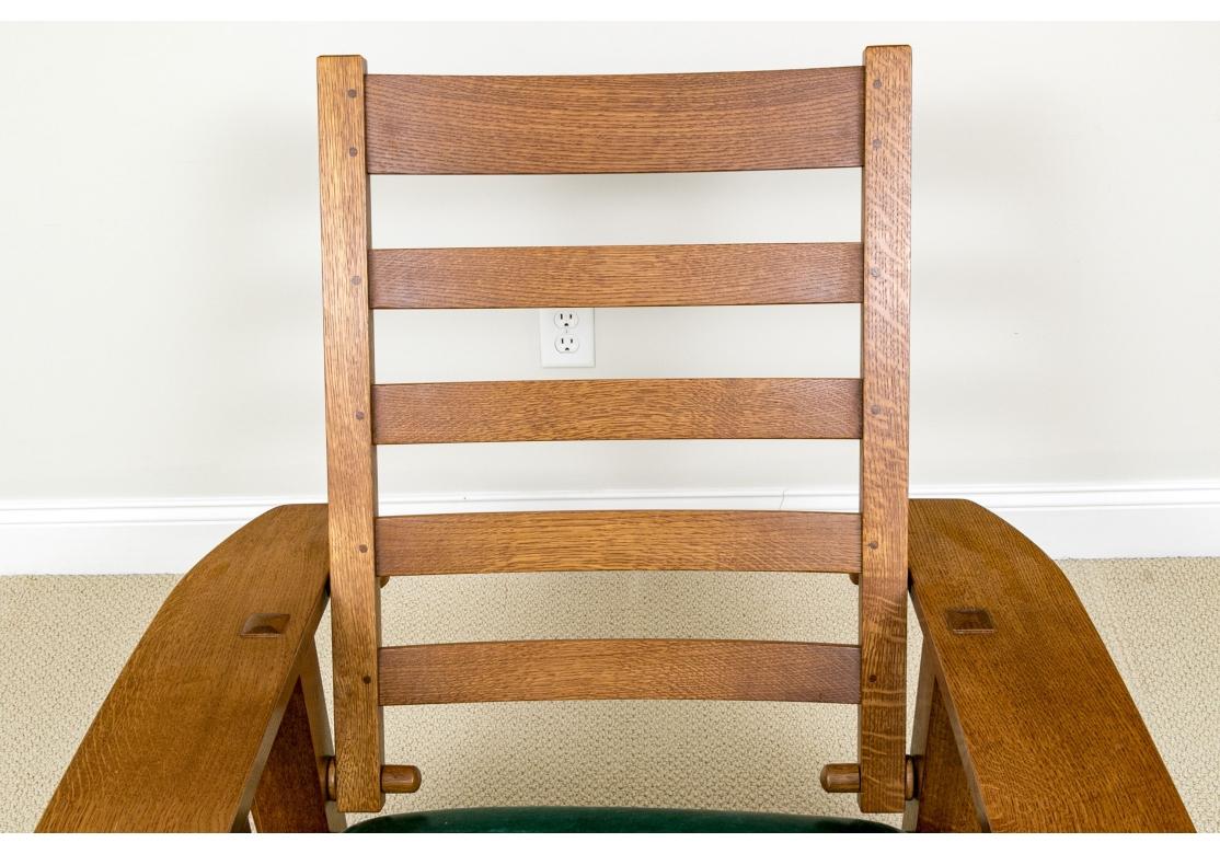 Stickley Mission Collection Oak Bow Arm Reclining Chair For Sale 13