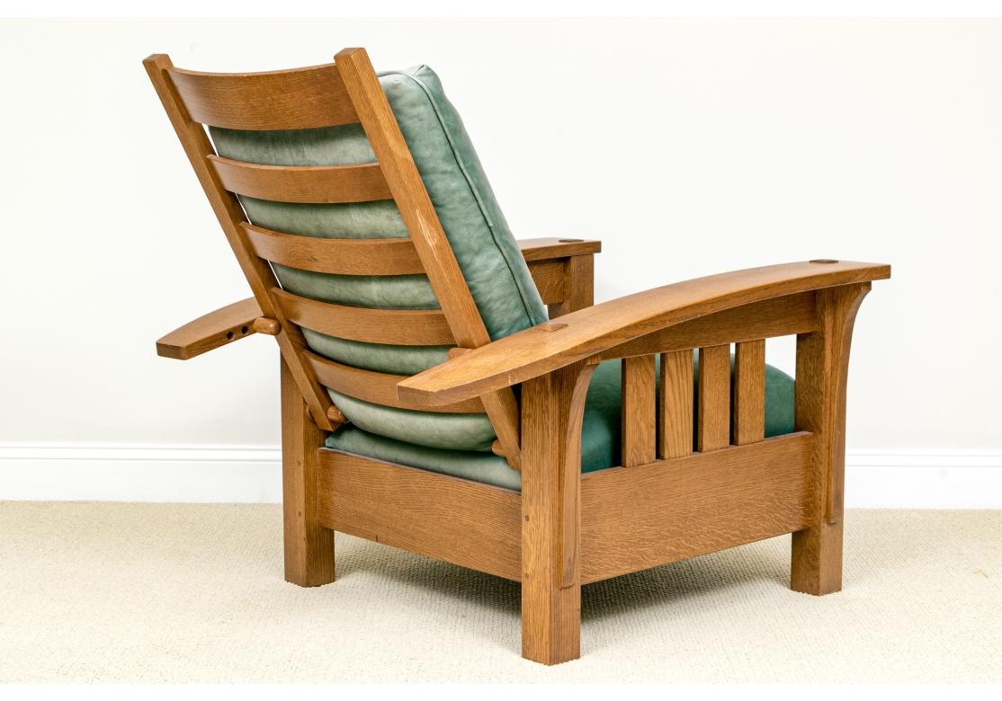 Arts and Crafts Stickley Mission Collection Oak Bow Arm Reclining Chair For Sale