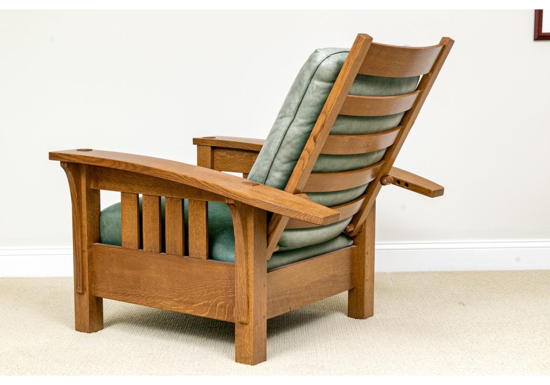 American Stickley Mission Collection Oak Bow Arm Reclining Chair For Sale