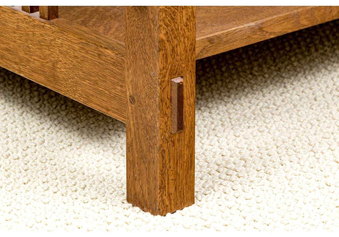 Arts and Crafts Stickley Mission Collection Oak Cocktail Table With Glass Insert