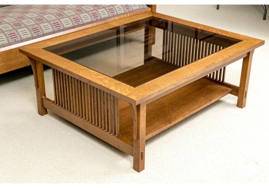 Stickley Mission Collection Oak Cocktail Table With Glass Insert 1