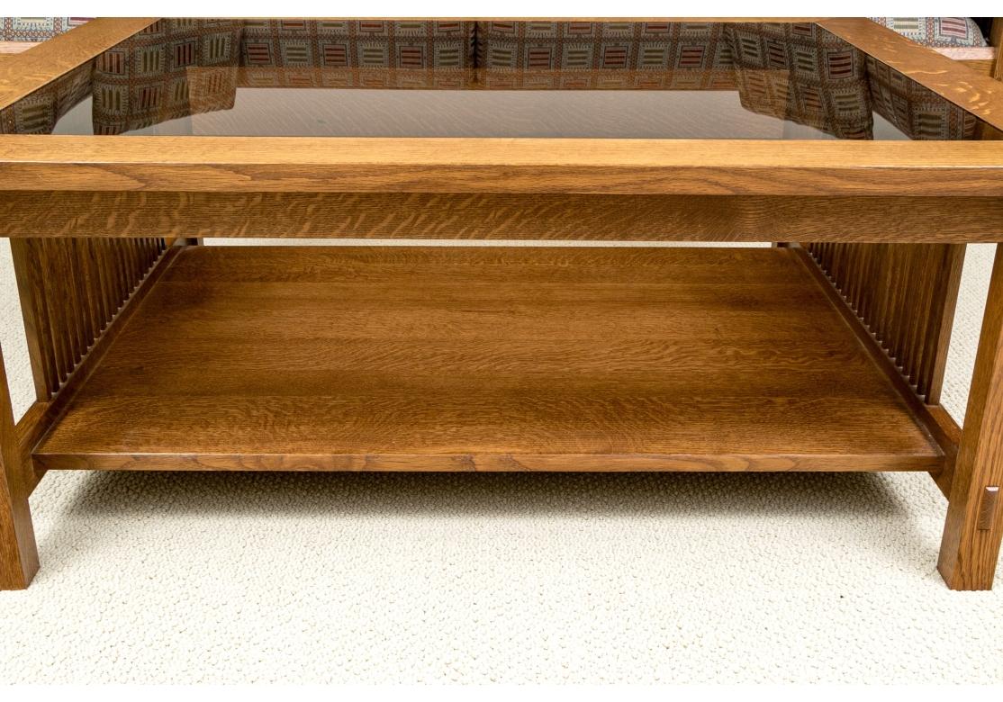 Stickley Mission Collection Oak Cocktail Table With Glass Insert 2