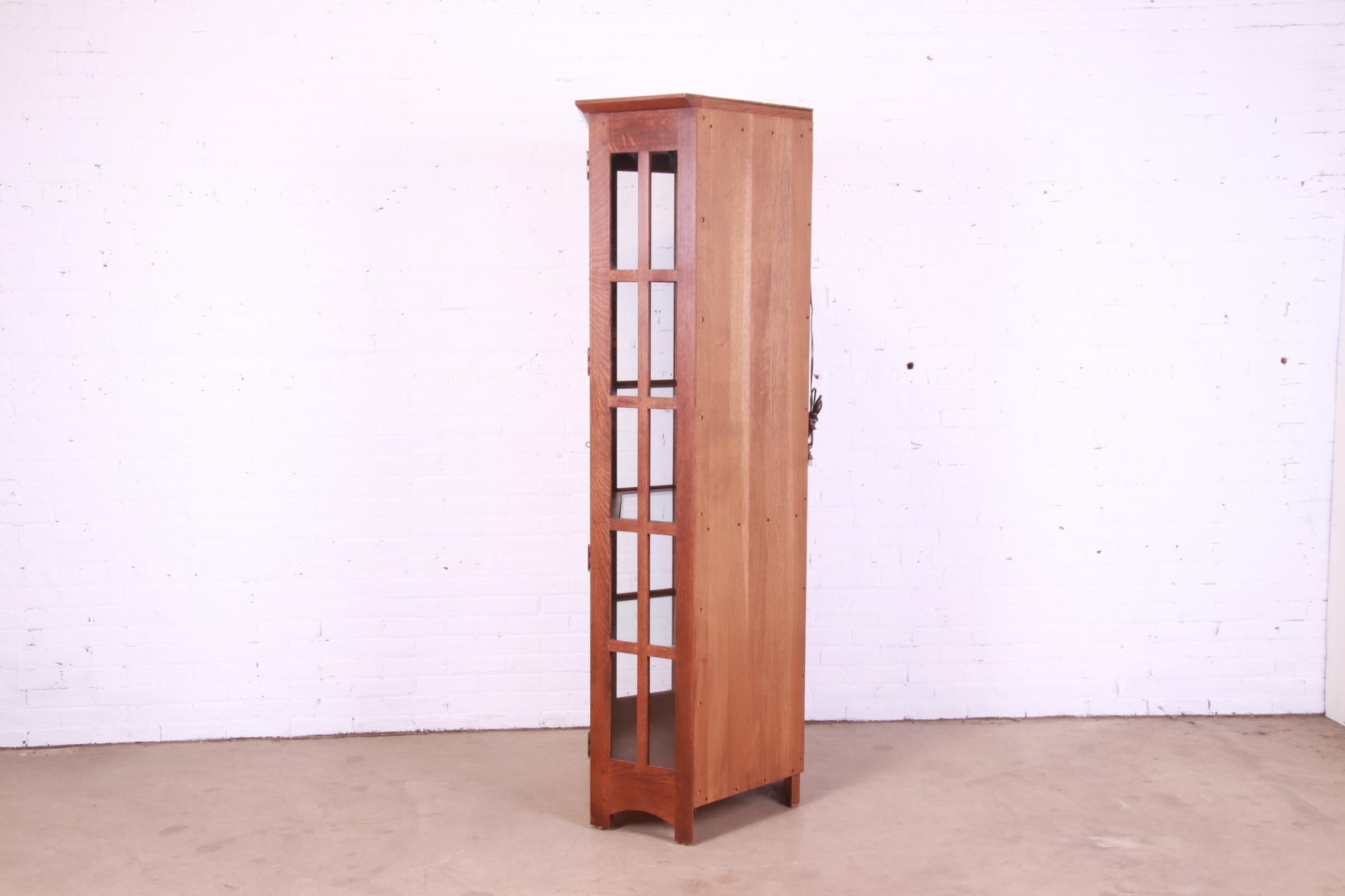 Stickley Mission Oak Arts & Crafts Lighted Corner Cabinet 1
