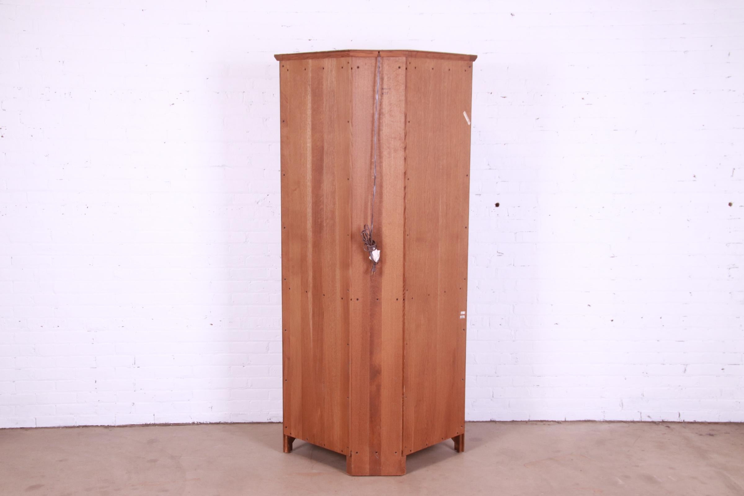 Stickley Mission Oak Arts & Crafts Lighted Corner Cabinet 2