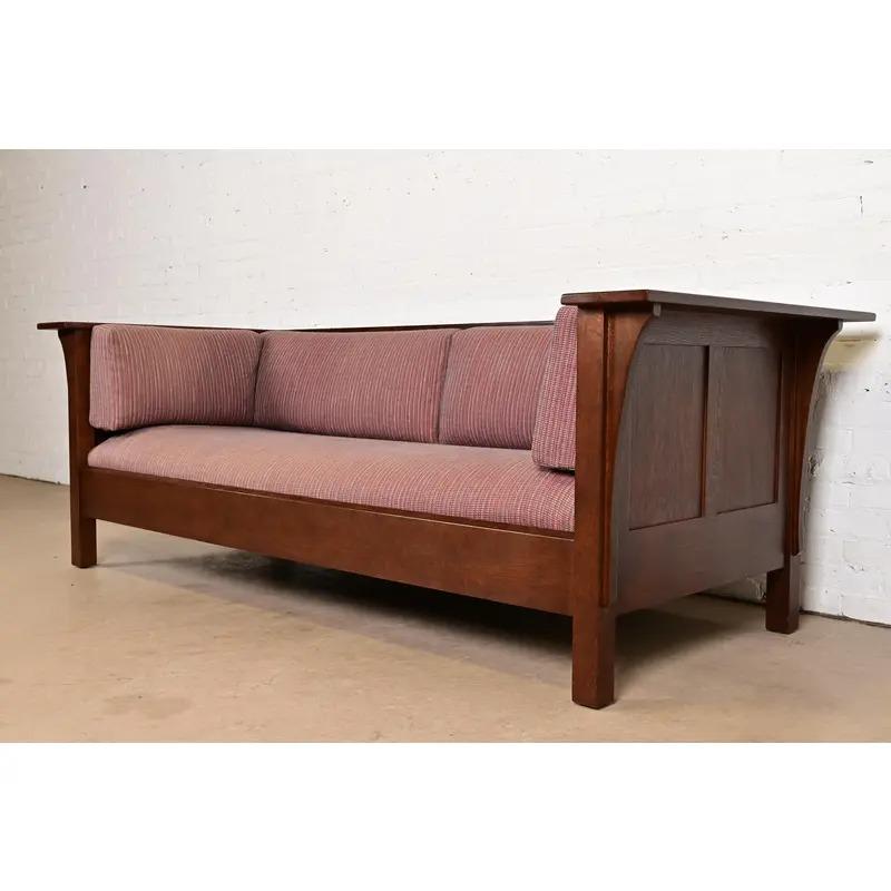 Sofá Settle Stickley Mission Oak Arts & Crafts Estadounidense en venta