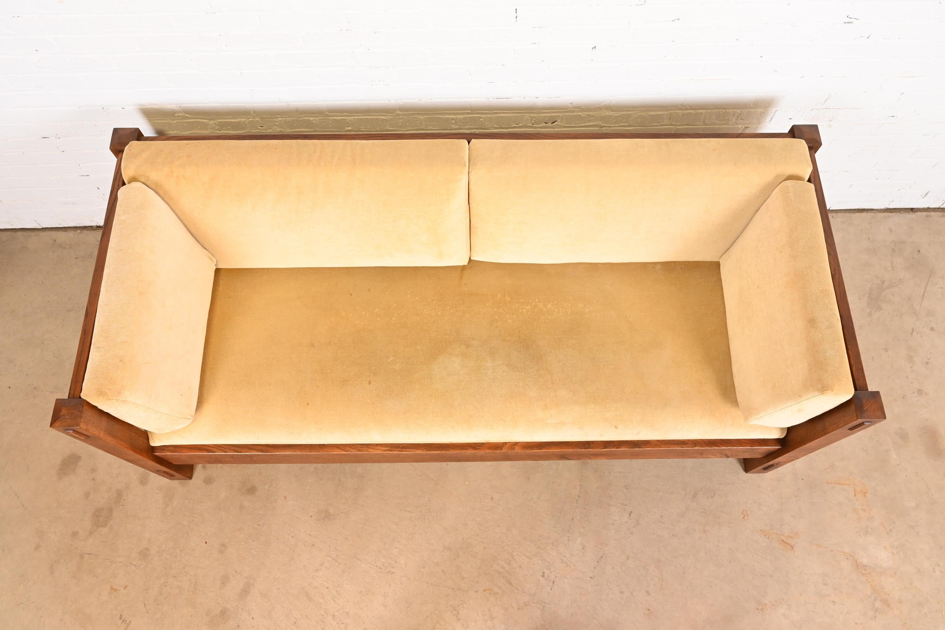 Sofá Settle Stickley Mission Oak Arts & Crafts Tela en venta