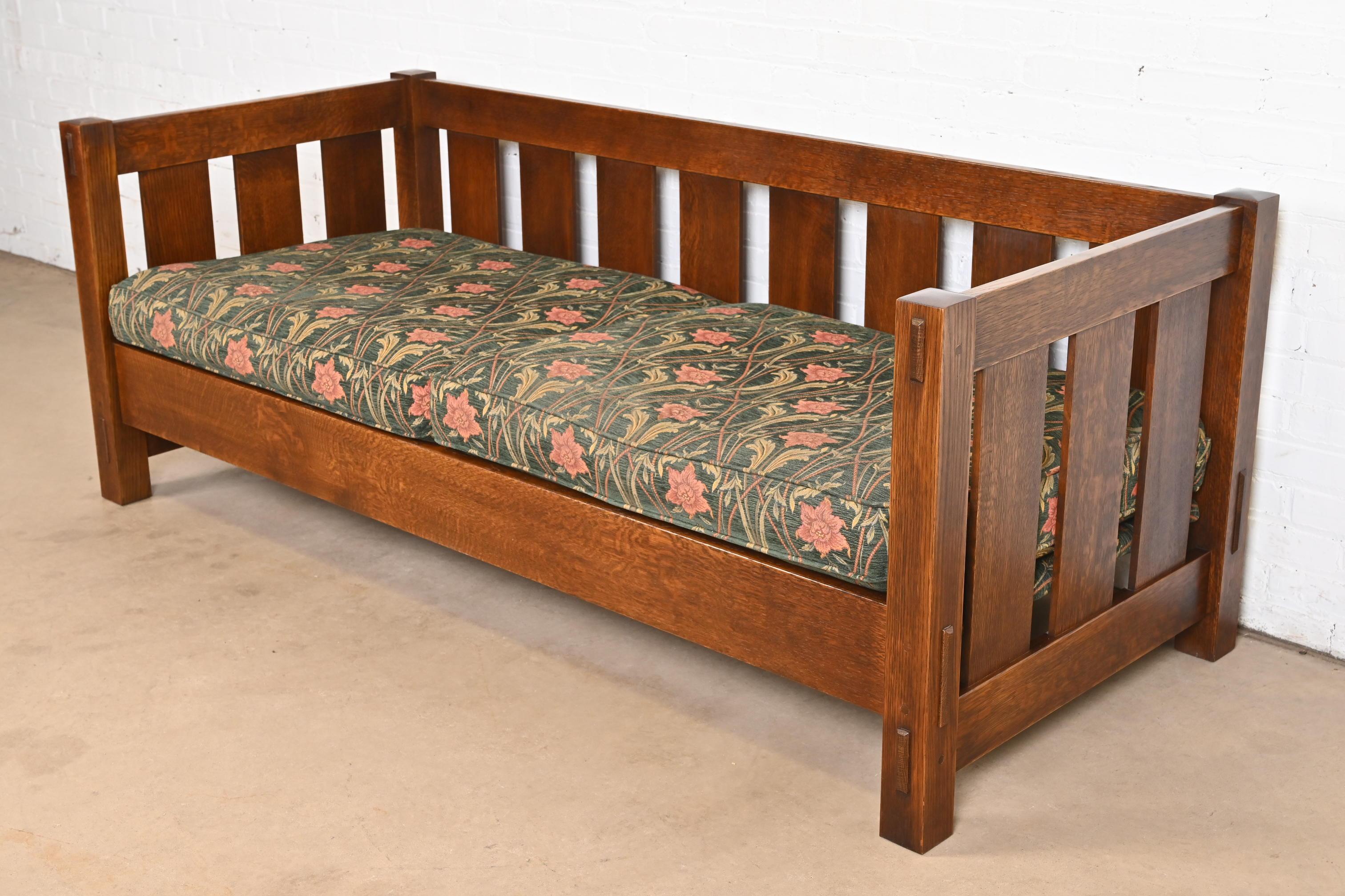 Sofá Settle Stickley Mission Oak Arts & Crafts Tapicería en venta