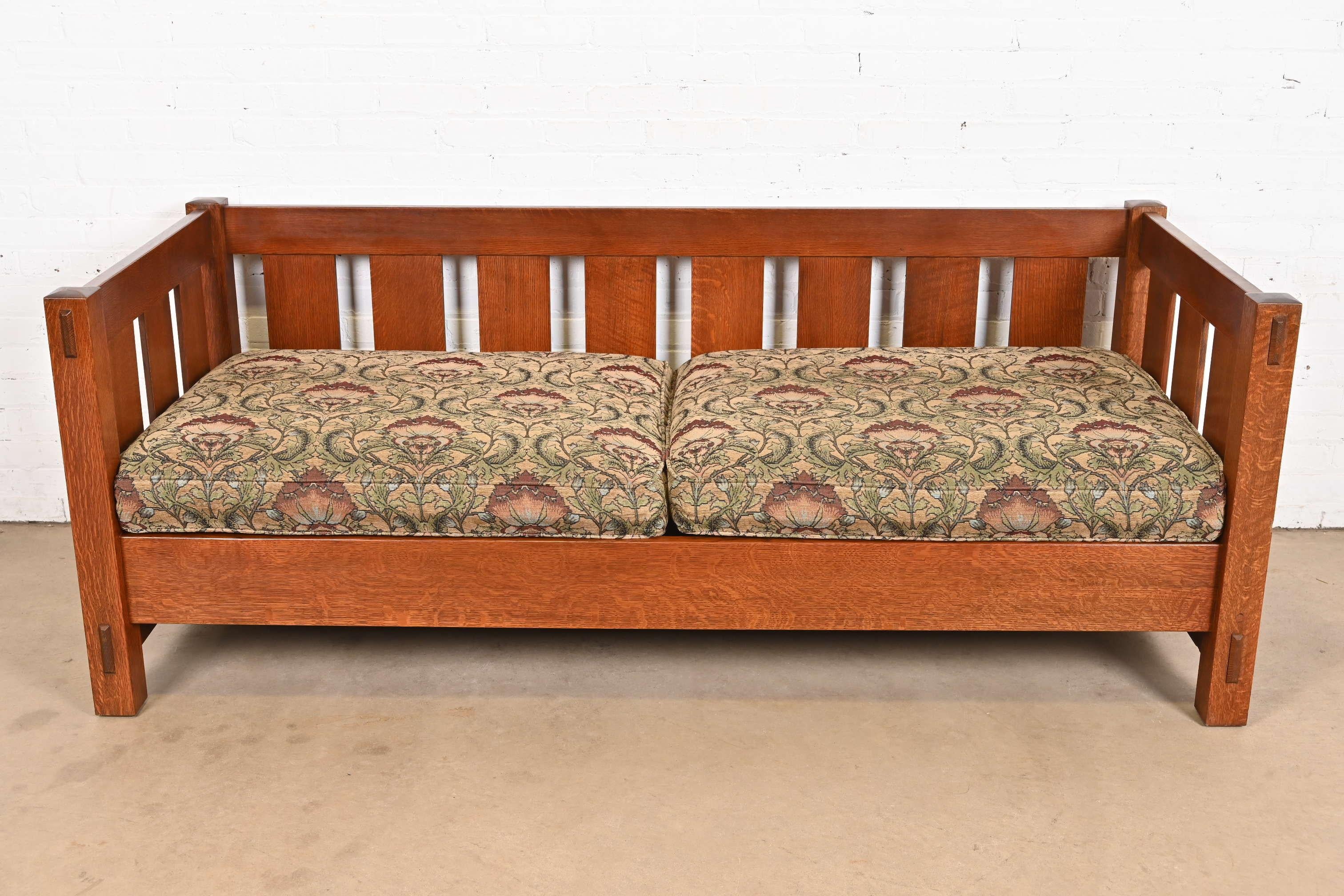 Sofá Settle Stickley Mission Oak Arts & Crafts Tapicería en venta