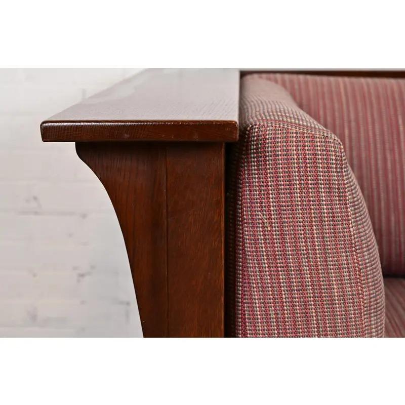 Sofá Settle Stickley Mission Oak Arts & Crafts Tapicería en venta