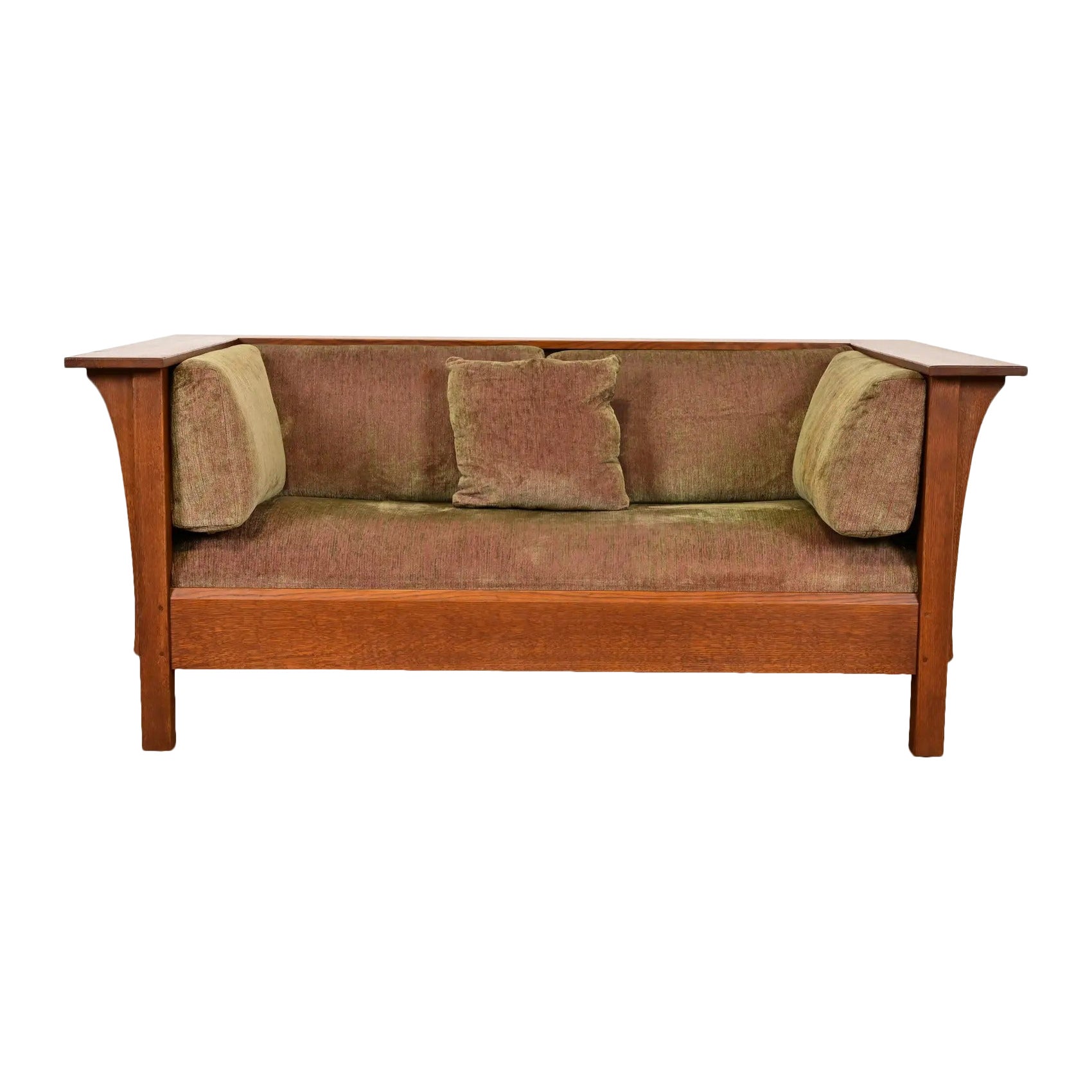 Divano o poltrona Settle di Stickley Mission Arts & Crafts, in Oak.